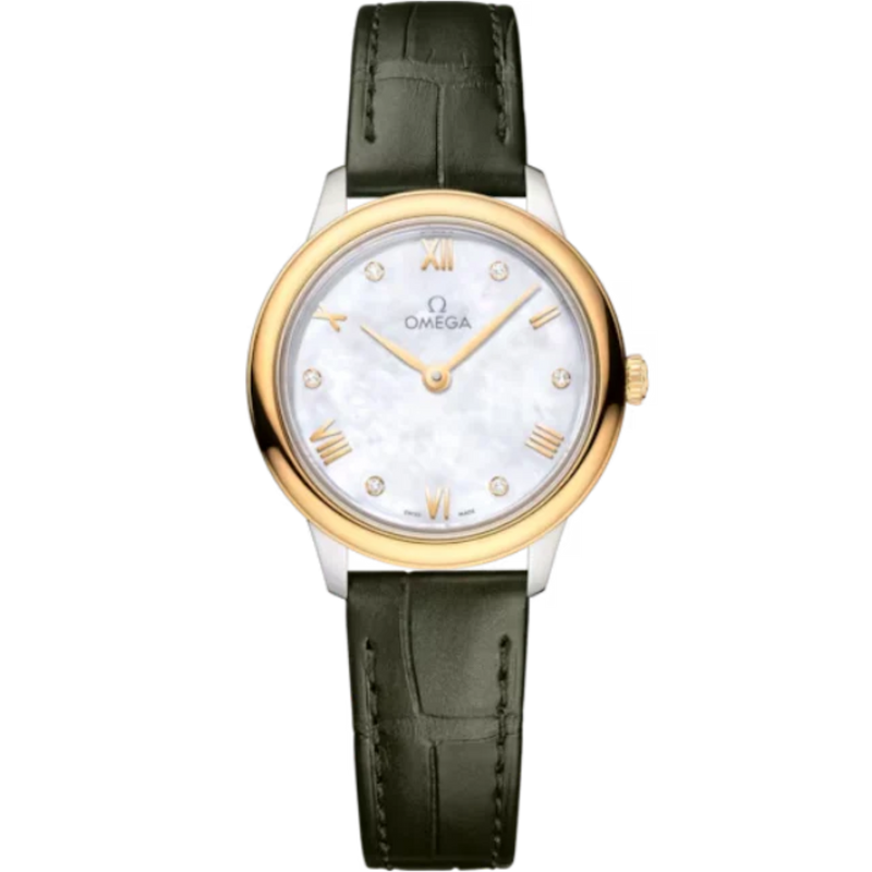 DE VILLE PRESTIGE 27 MM STAINLESS STEEL - YELLOW GOLD WITH MOTHER OF PEARL DIAL - Omega