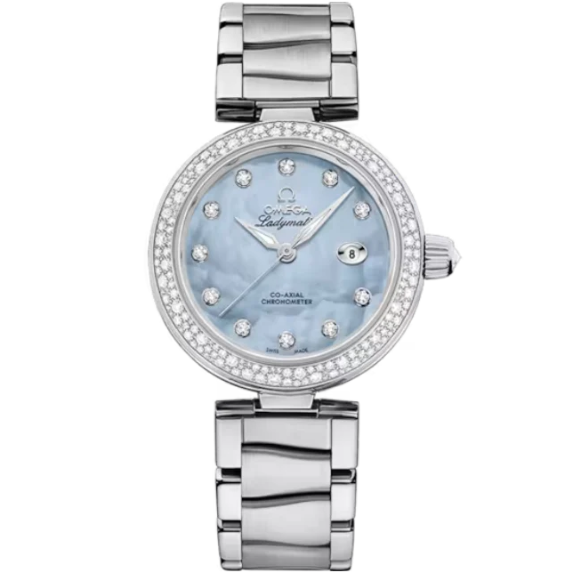 DE VILLE LADYMATIC 34 MM STAINLESS STEEL WITH BLUE MOTHER OF PEARL DIAL - Omega