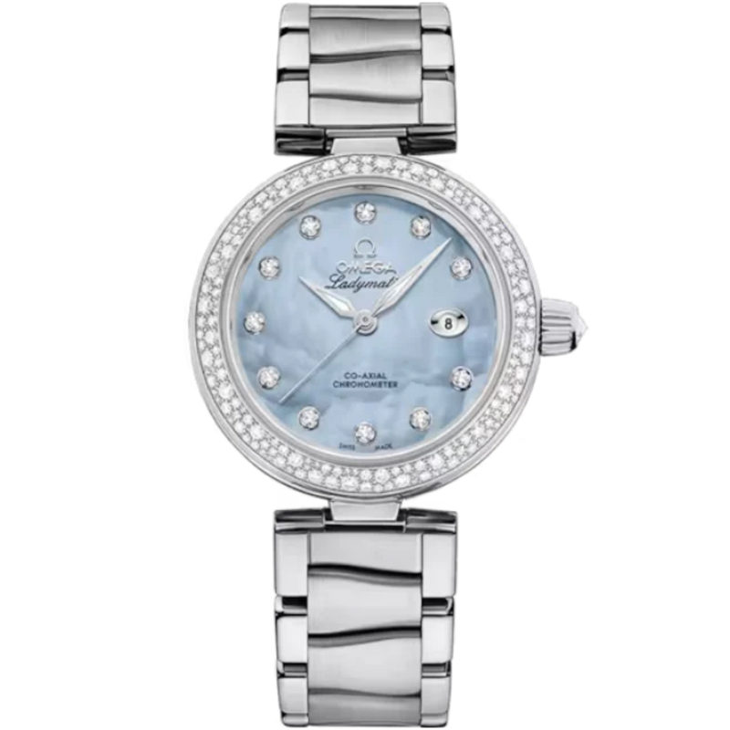 DE VILLE LADYMATIC 34 MM STAINLESS STEEL WITH BLUE MOTHER OF PEARL DIAL - Omega