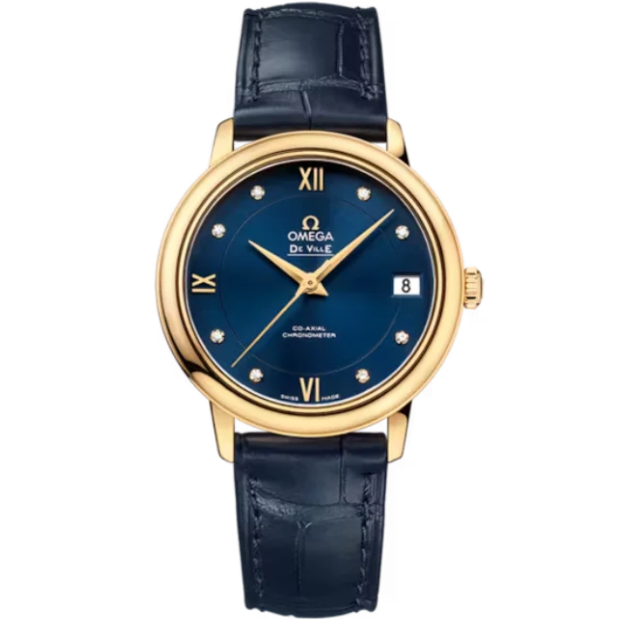 DE VILLE PRESTIGE 33 MM YELLOW GOLD WITH BLUE DIAL - Omega
