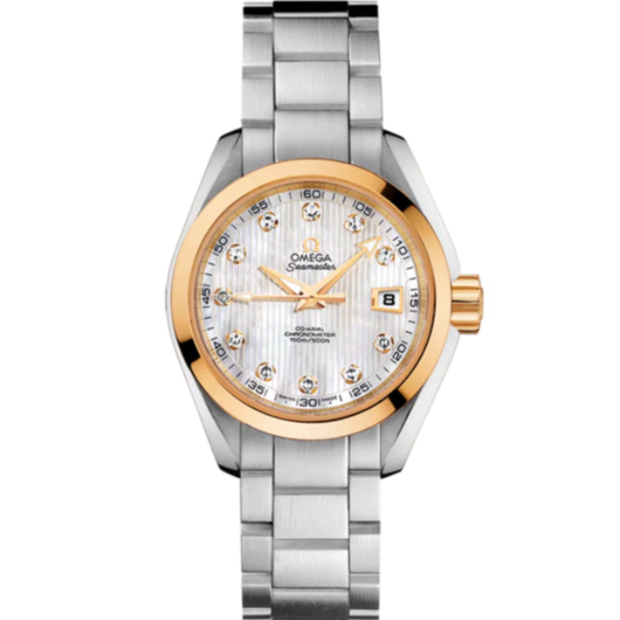 SEAMASTER AQUA TERRA 150M 30 MM STAINLESS STEEL - YELLOW GOLD WITH MOTHER OF PEARL DIAL - Omega