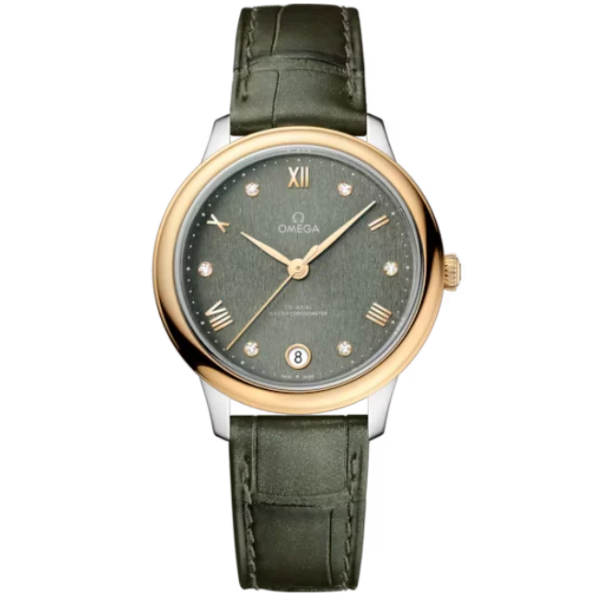 DE VILLE PRESTIGE 34 MM STAINLESS STEEL - YELLOW GOLD WITH GREEN DIAL - Omega