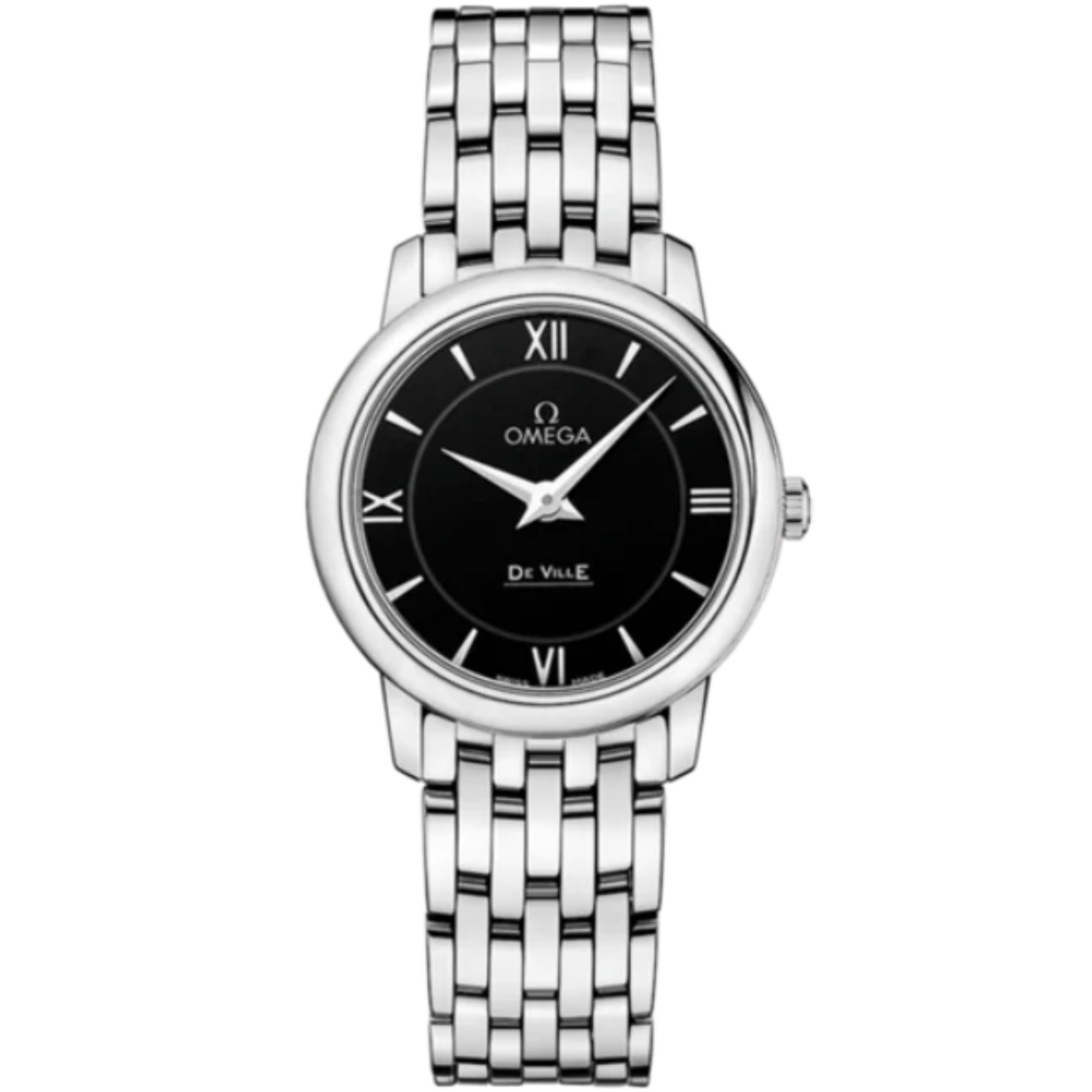 DE VILLE PRESTIGE 27 MM STAINLESS STEEL WITH BLACK DIAL - Omega