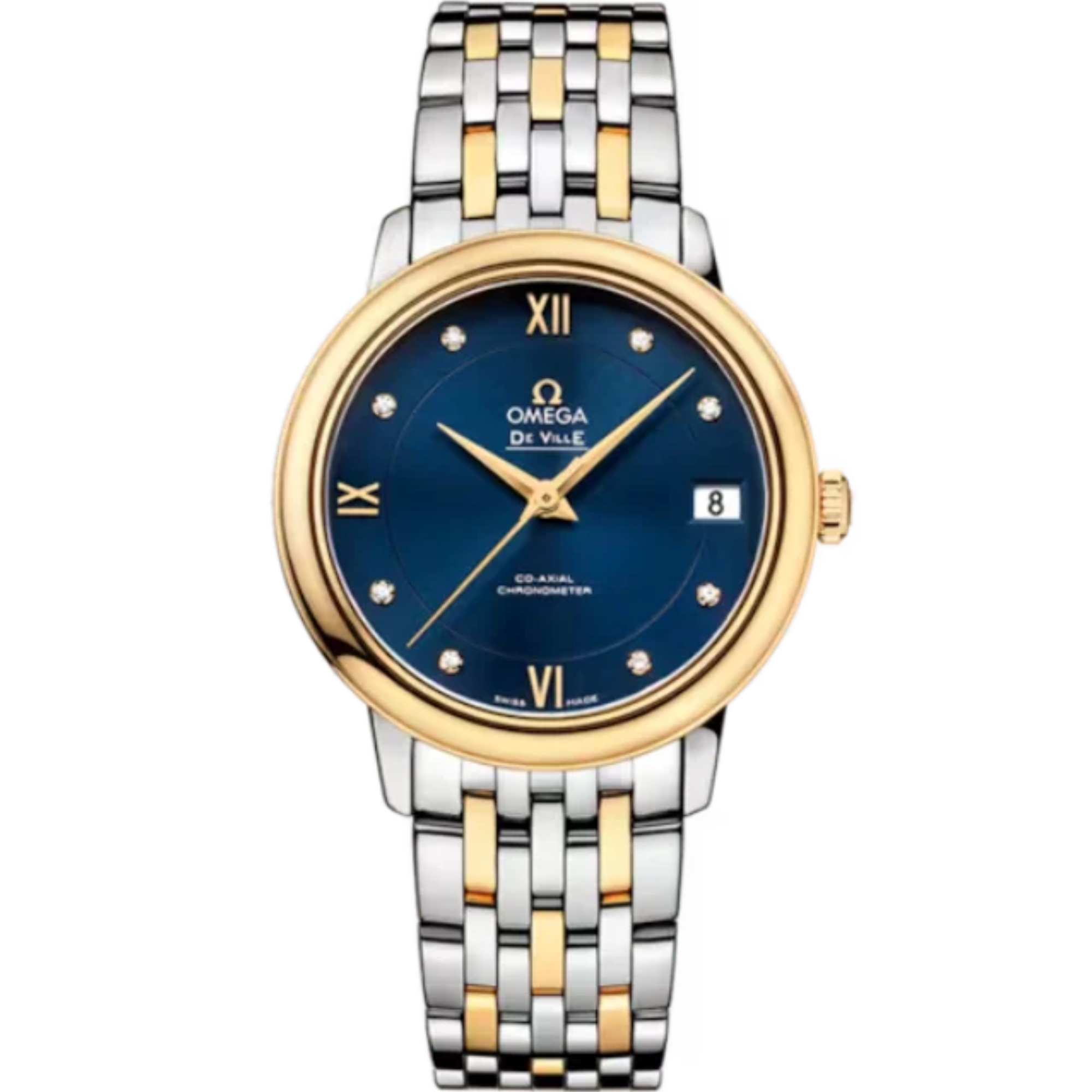 DE VILLE PRESTIGE 33 MM STAINLESS STEEL - YELLOW GOLD WITH BLUE DIAL - Omega