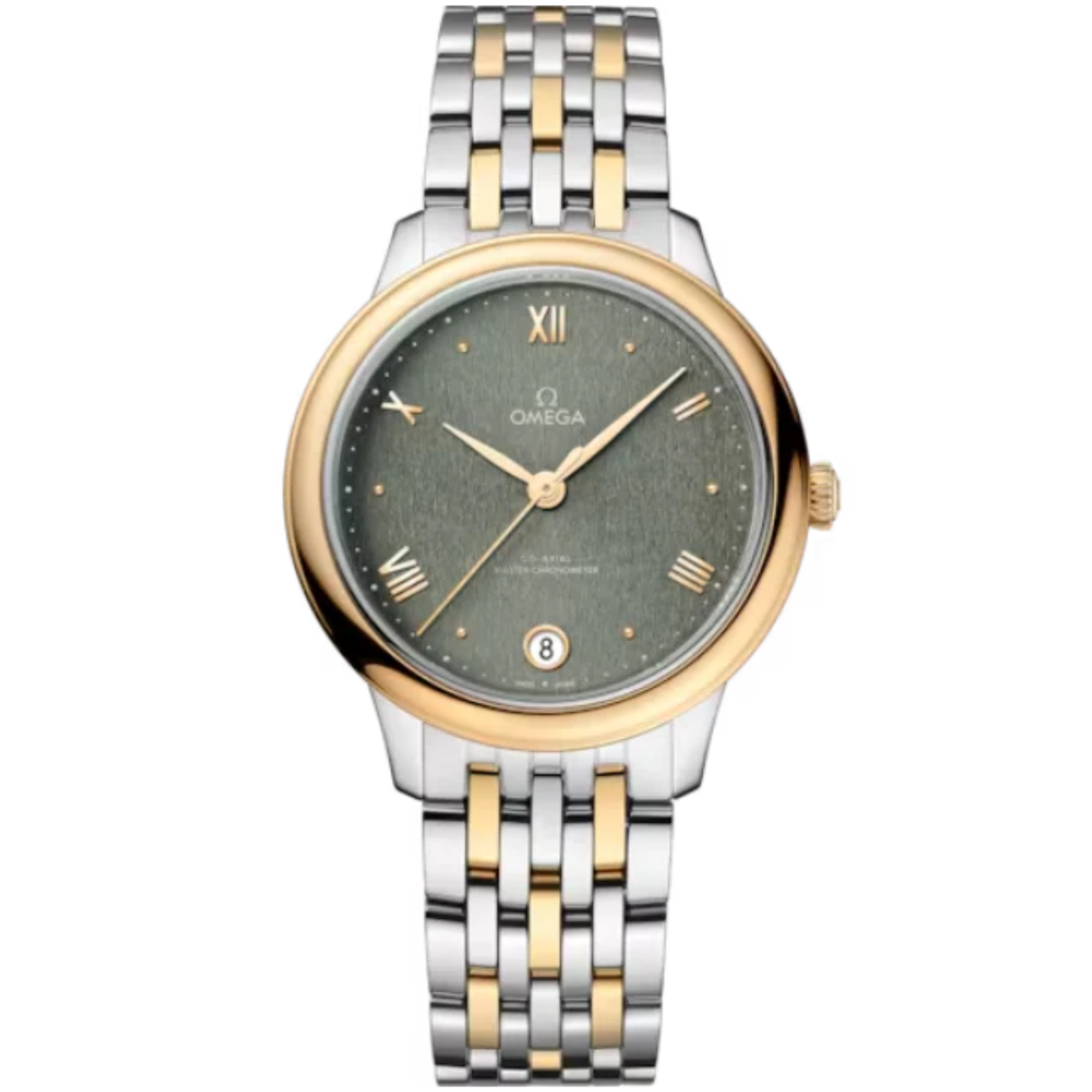 DE VILLE PRESTIGE 34 MM STAINLESS STEEL - YELLOW GOLD WITH GREEN DIAL - Omega