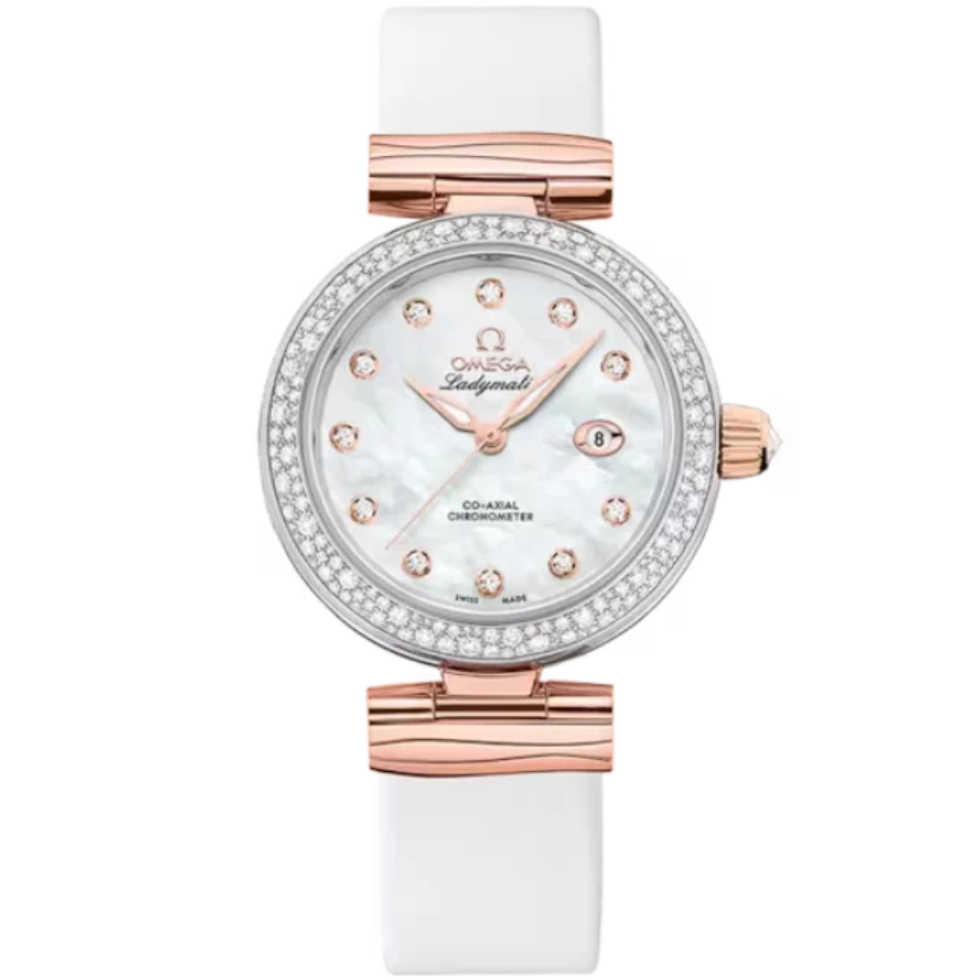 DE VILLE LADYMATIC 34 MM STAINLESS STEEL - SEDNA™ GOLD WITH MOTHER OF PEARL DIAL - Omega