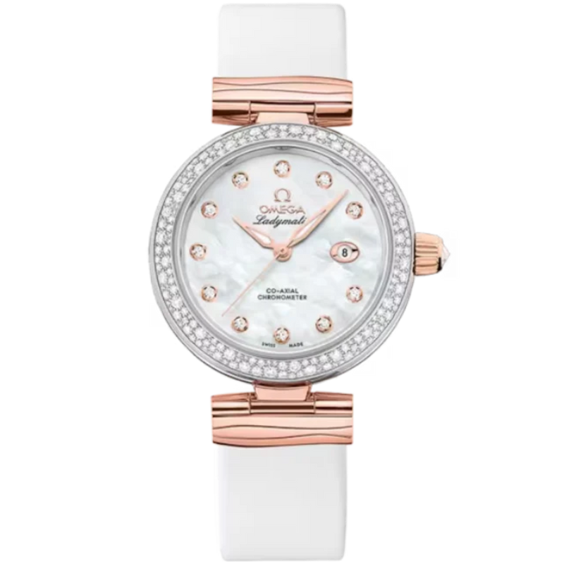 DE VILLE LADYMATIC 34 MM STAINLESS STEEL - SEDNA™ GOLD WITH MOTHER OF PEARL DIAL - Omega