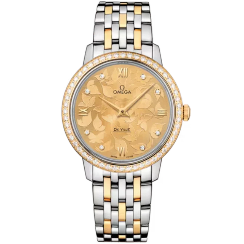 DE VILLE PRESTIGE BUTTERFLY 33 MM STAINLESS STEEL - YELLOW GOLD WITH YELLOW DIAL - Omega