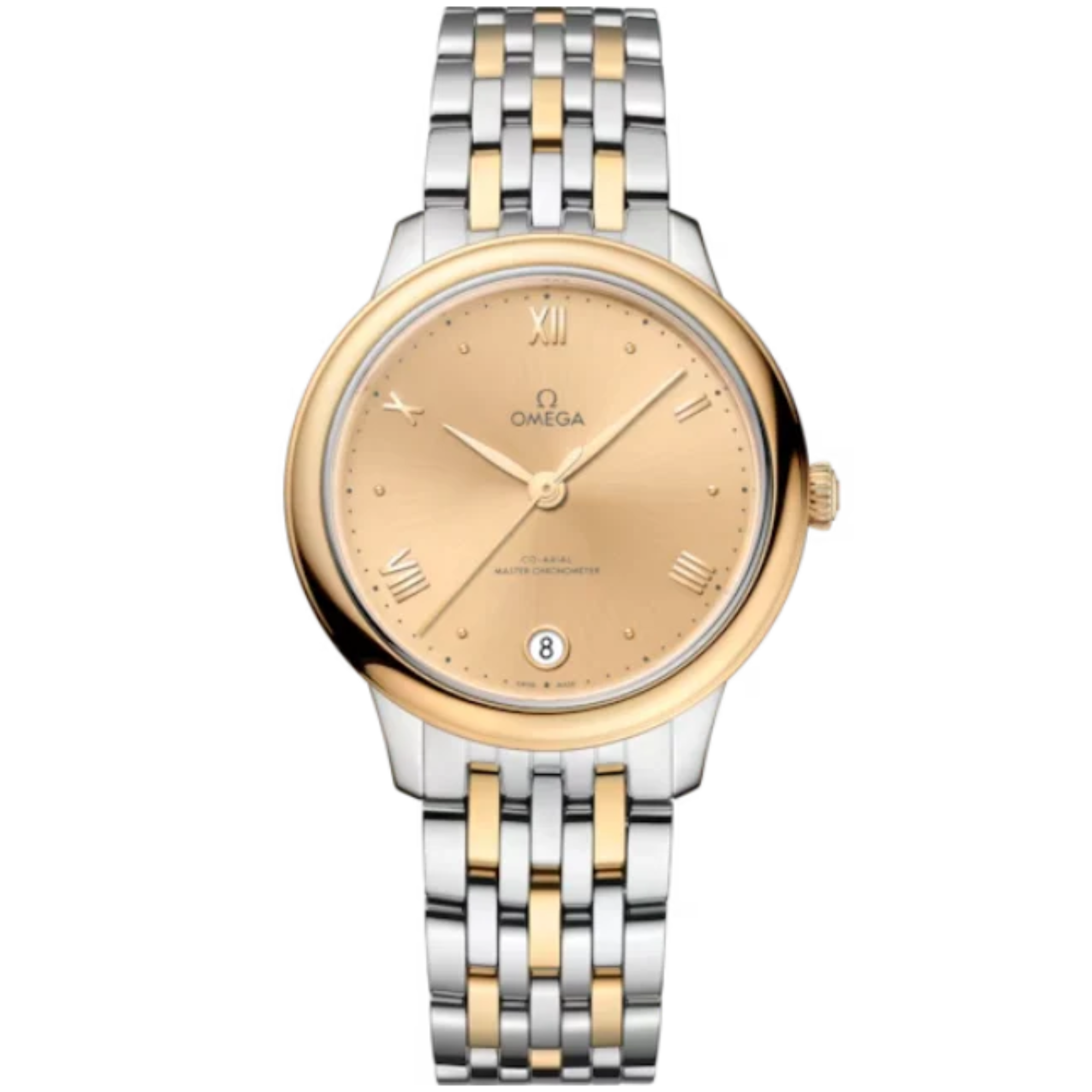 DE VILLE PRESTIGE 34 MM STAINLESS STEEL - YELLOW GOLD WITH YELLOW DIAL - Omega