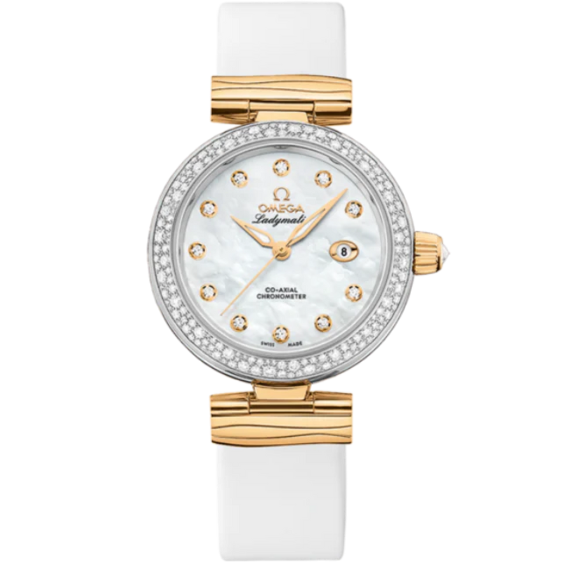 DE VILLE LADYMATIC 34 MM YELLOW GOLD WITH MOTHER OF PEARL DIAL - Omega