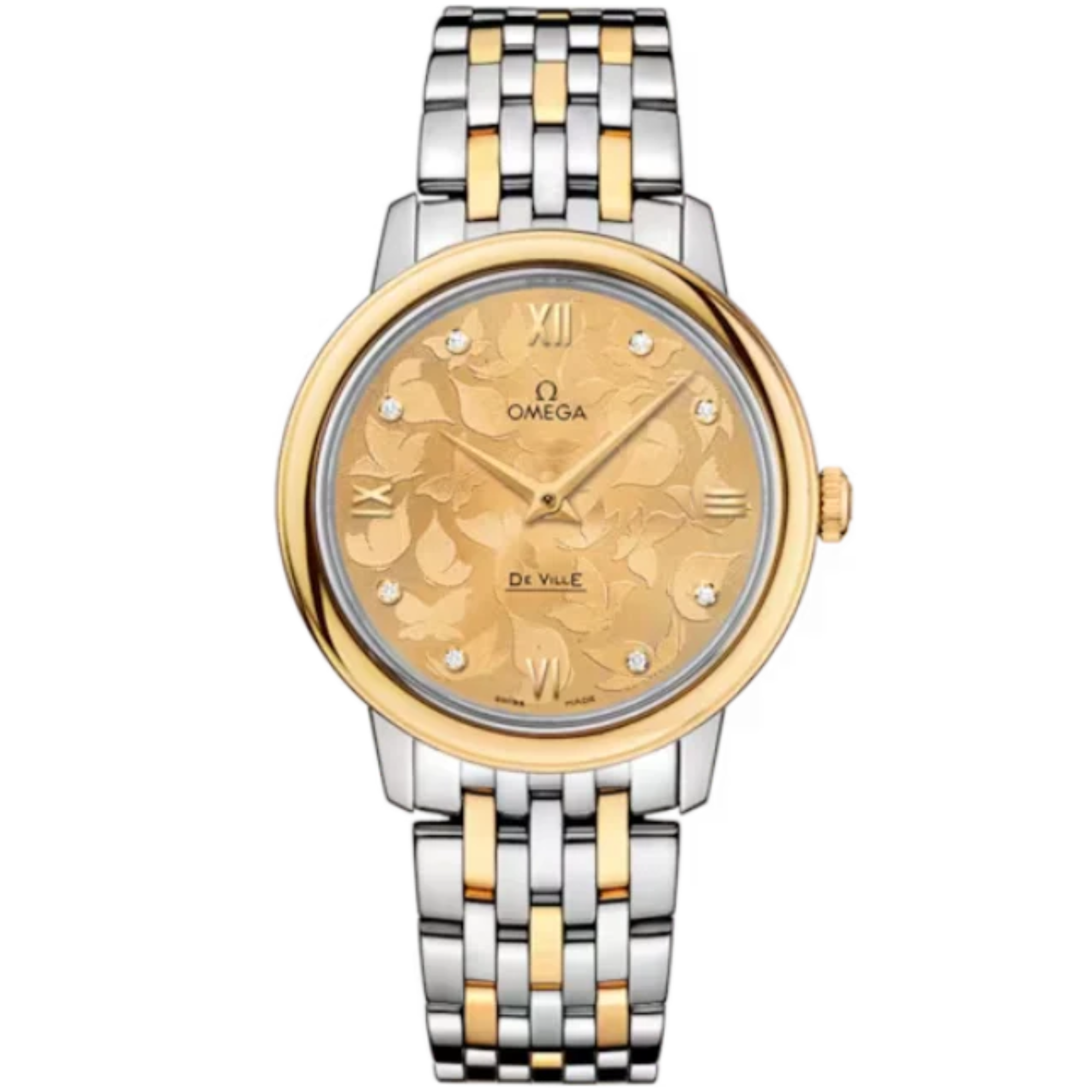 DE VILLE PRESTIGE BUTTERFLY 33 MM STAINLESS STEEL - YELLOW GOLD WITH YELLOW DIAL - Omega