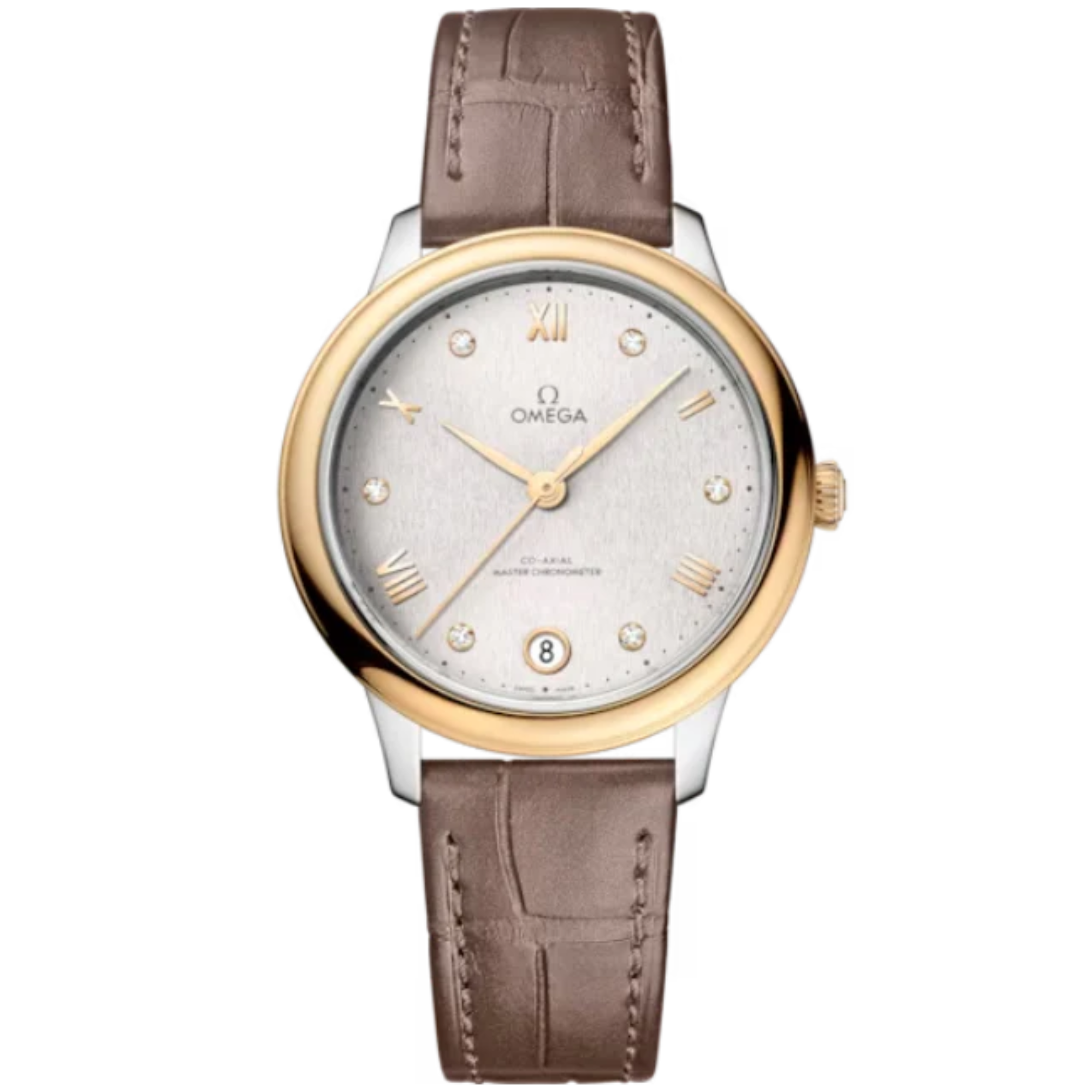 DE VILLE PRESTIGE 34 MM STAINLESS STEEL - YELLOW GOLD WITH SILVER DIAL - Omega