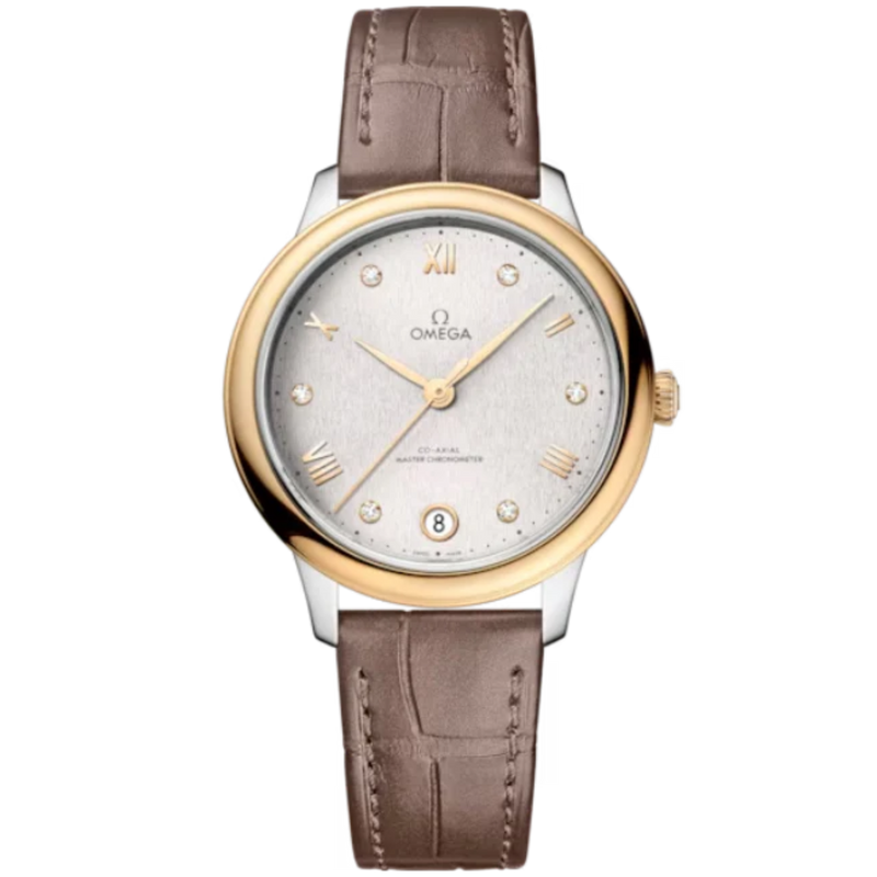DE VILLE PRESTIGE 34 MM STAINLESS STEEL - YELLOW GOLD WITH SILVER DIAL - Omega