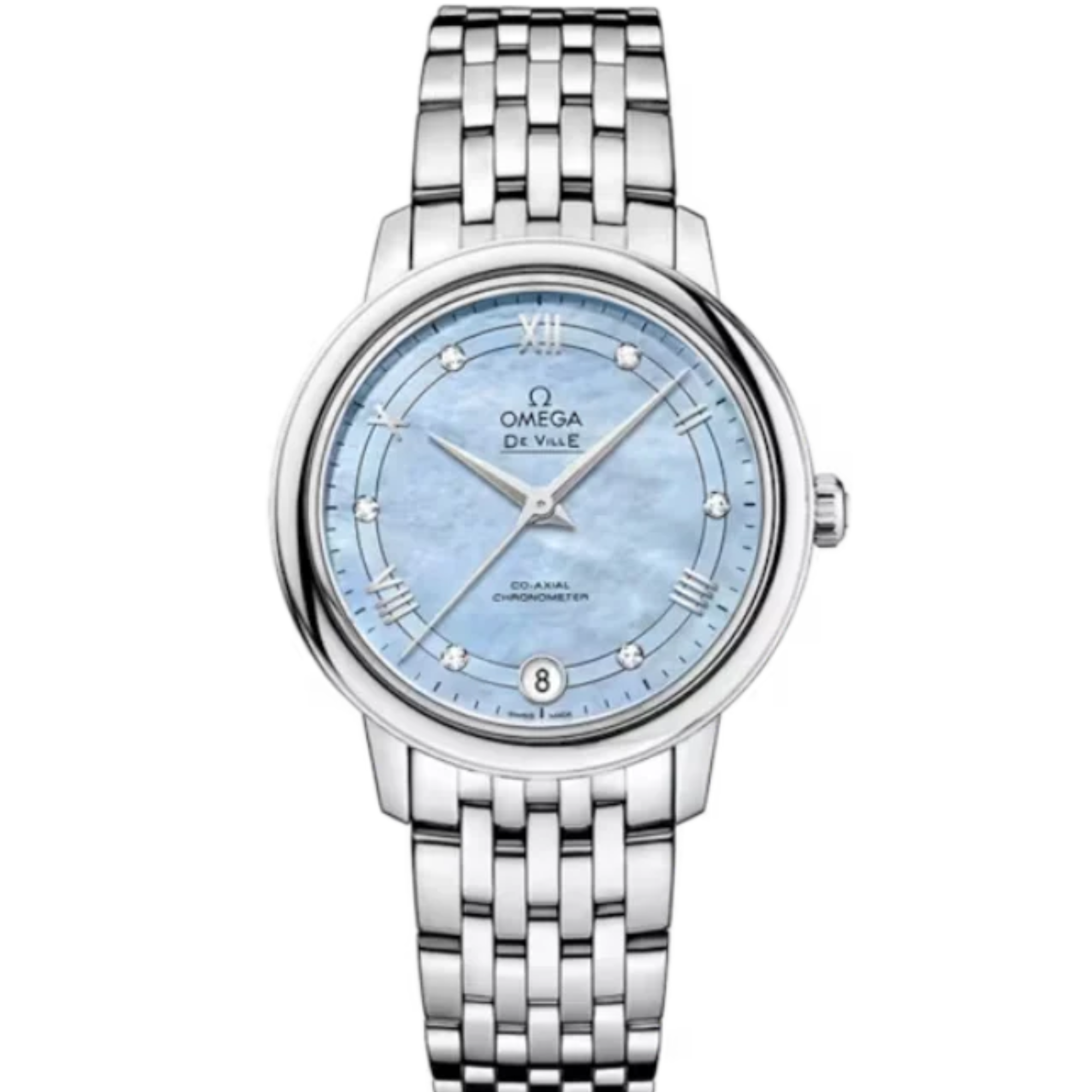 DE VILLE PRESTIGE 33 MM STAINLESS STEEL WITH BLUE MOTHER OF PEARL DIAL - Omega