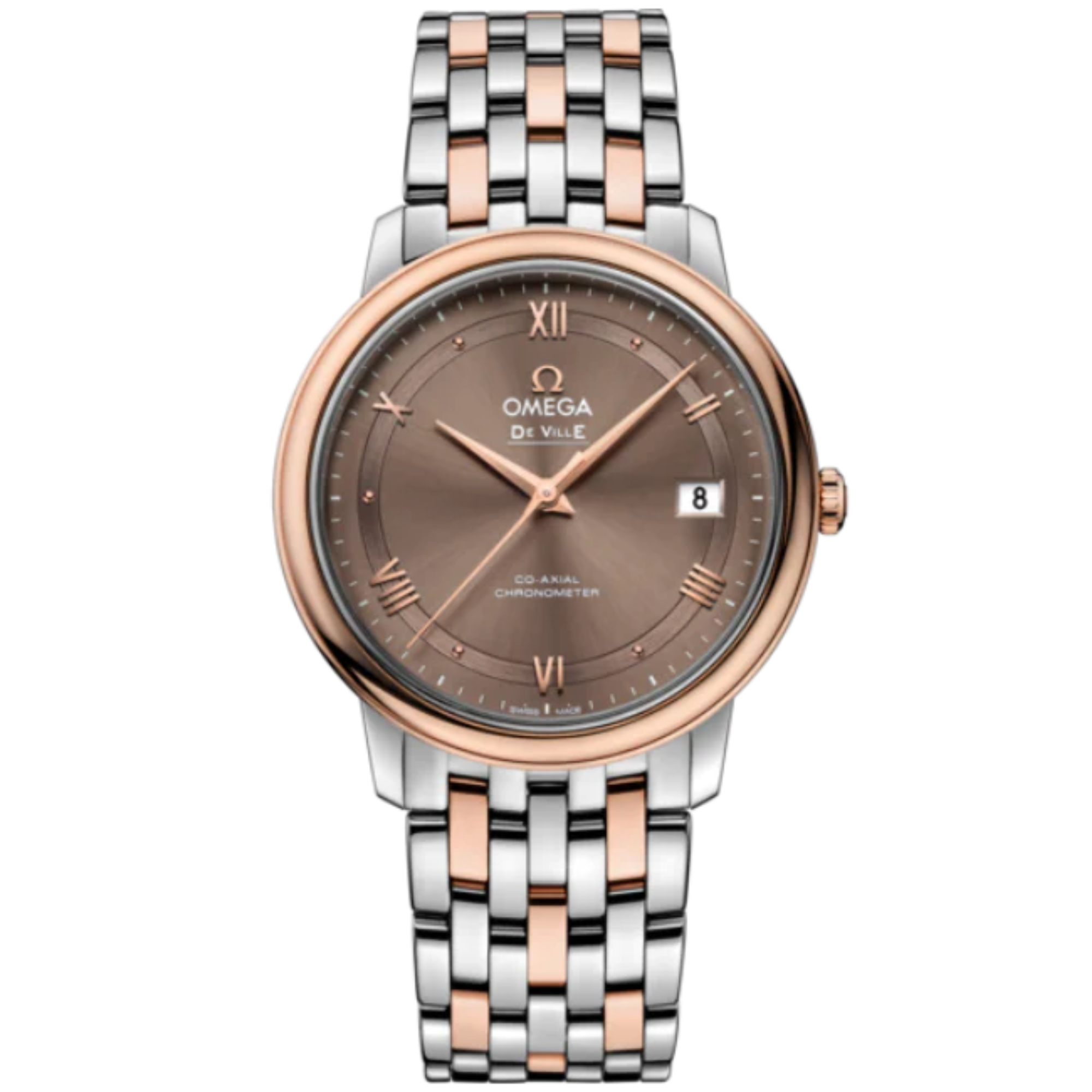DE VILLE PRESTIGE 37 MM STAINLESS STEEL - RED GOLD WITH BROWN DIAL - Omega