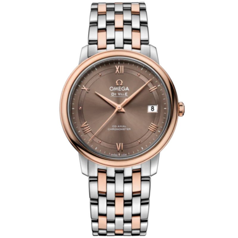 DE VILLE PRESTIGE 37 MM STAINLESS STEEL - RED GOLD WITH BROWN DIAL - Omega