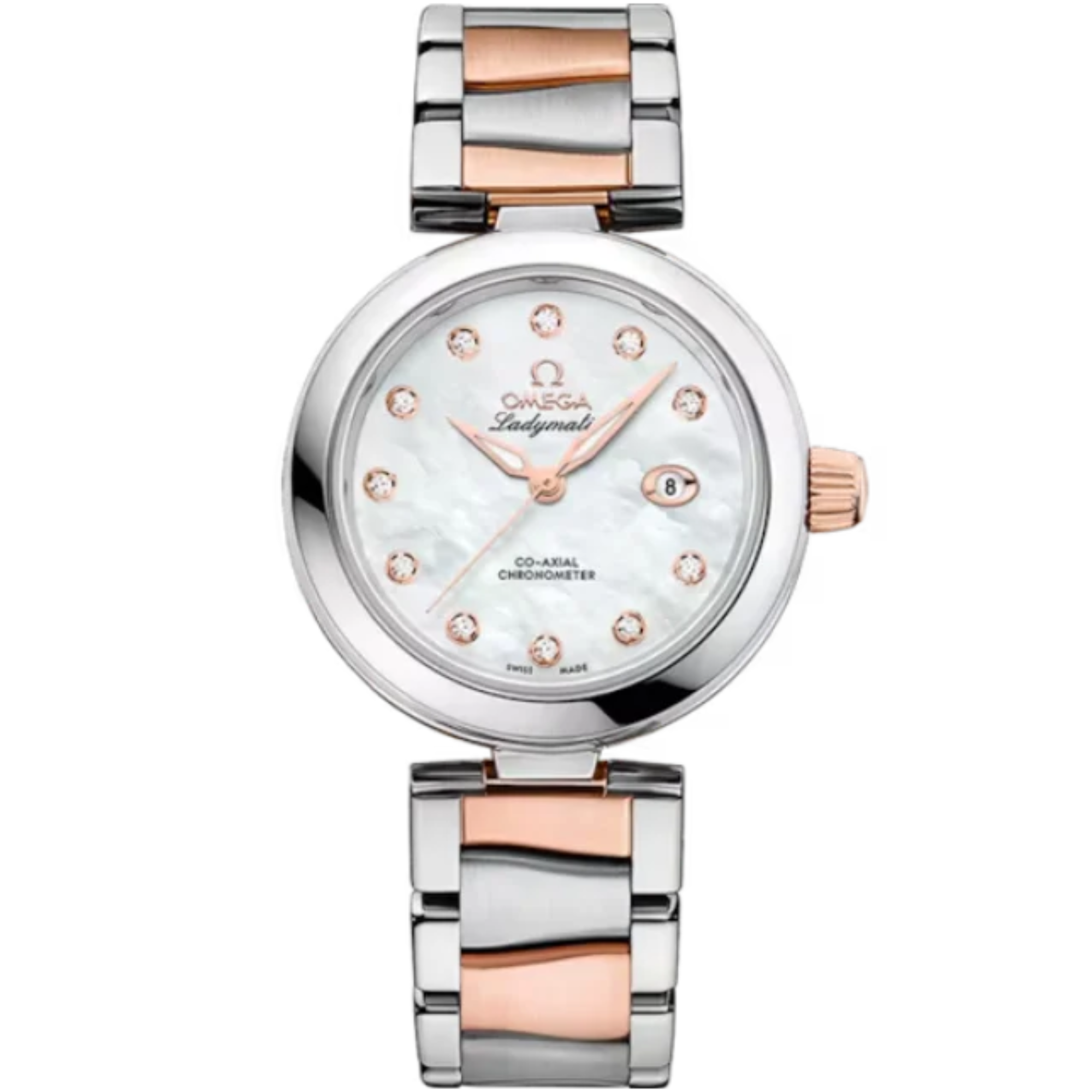 DE VILLE LADYMATIC 34 MM STAINLESS STEEL - SEDNA™ GOLD WITH MOTHER OF PEARL DIAL - Omega