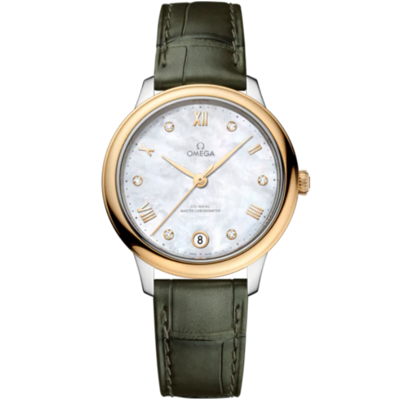 DE VILLE PRESTIGE 34 MM STAINLESS STEEL - YELLOW GOLD WITH MOTHER OF PEARL DIAL - Omega