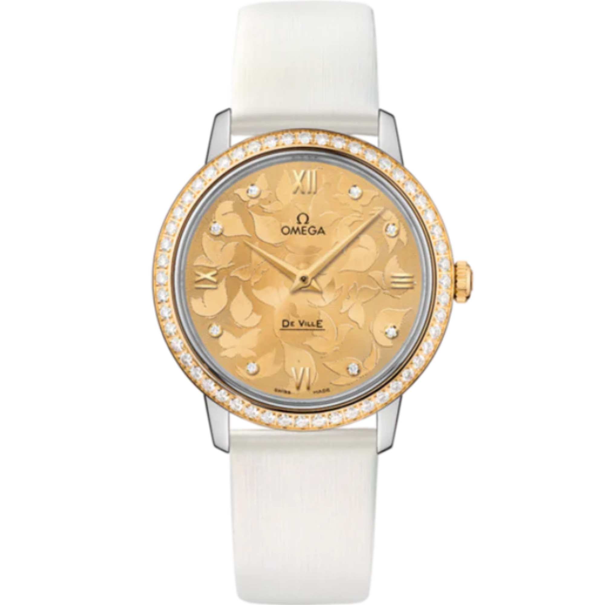 DE VILLE PRESTIGE BUTTERFLY 33 MM STAINLESS STEEL - YELLOW GOLD WITH YELLOW DIAL - Omega