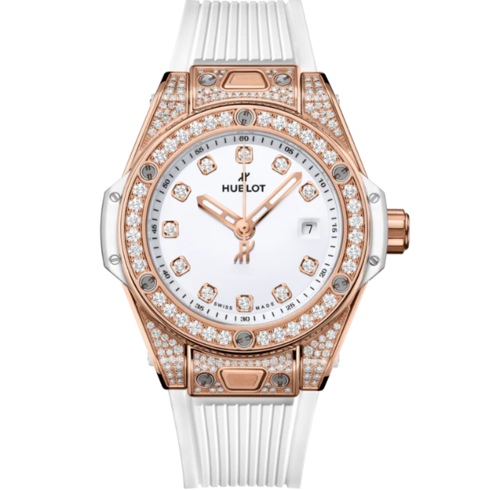Big Bang 33mm ONE CLICK KING GOLD WHITE PAVÉ DIAMOND MARKERS - Hublot