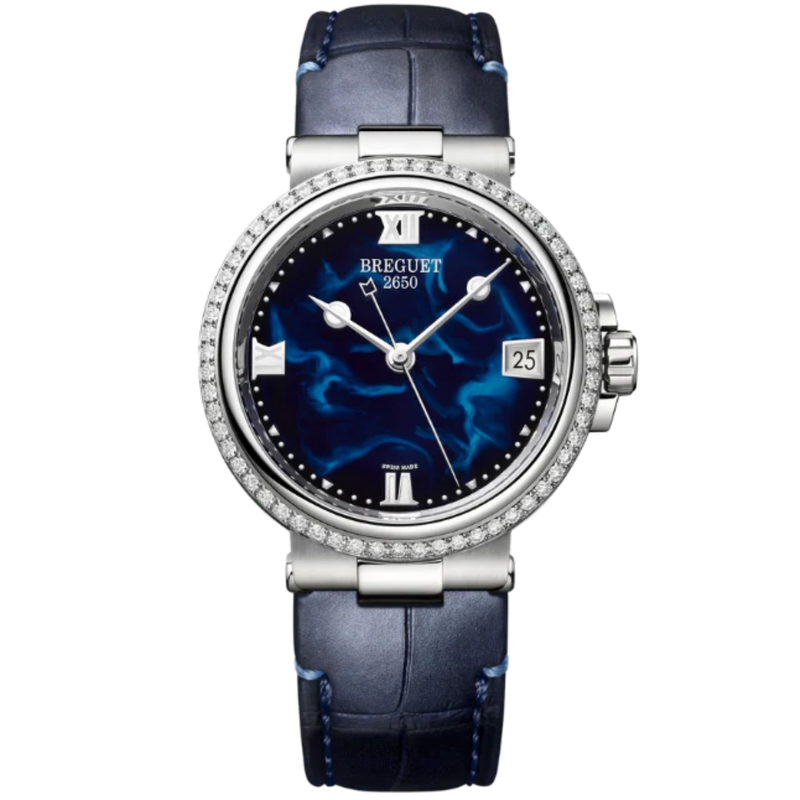 MARINE DAME 9518 34 MM STAINLESS STEEL WITH BLUE LACQUERED DIAL - Breguet