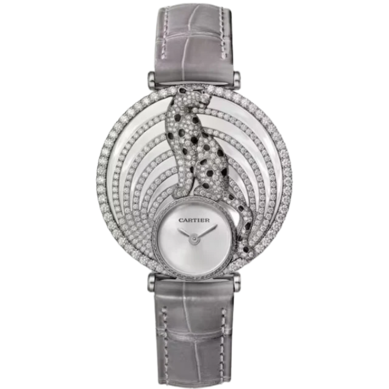 PANTHERE ROYALE DE CARTIER 36 MM RHODIUMIZED 18K WHITE GOLD WITH SILVER SUNRAY EFFECT DIAL - Cartier
