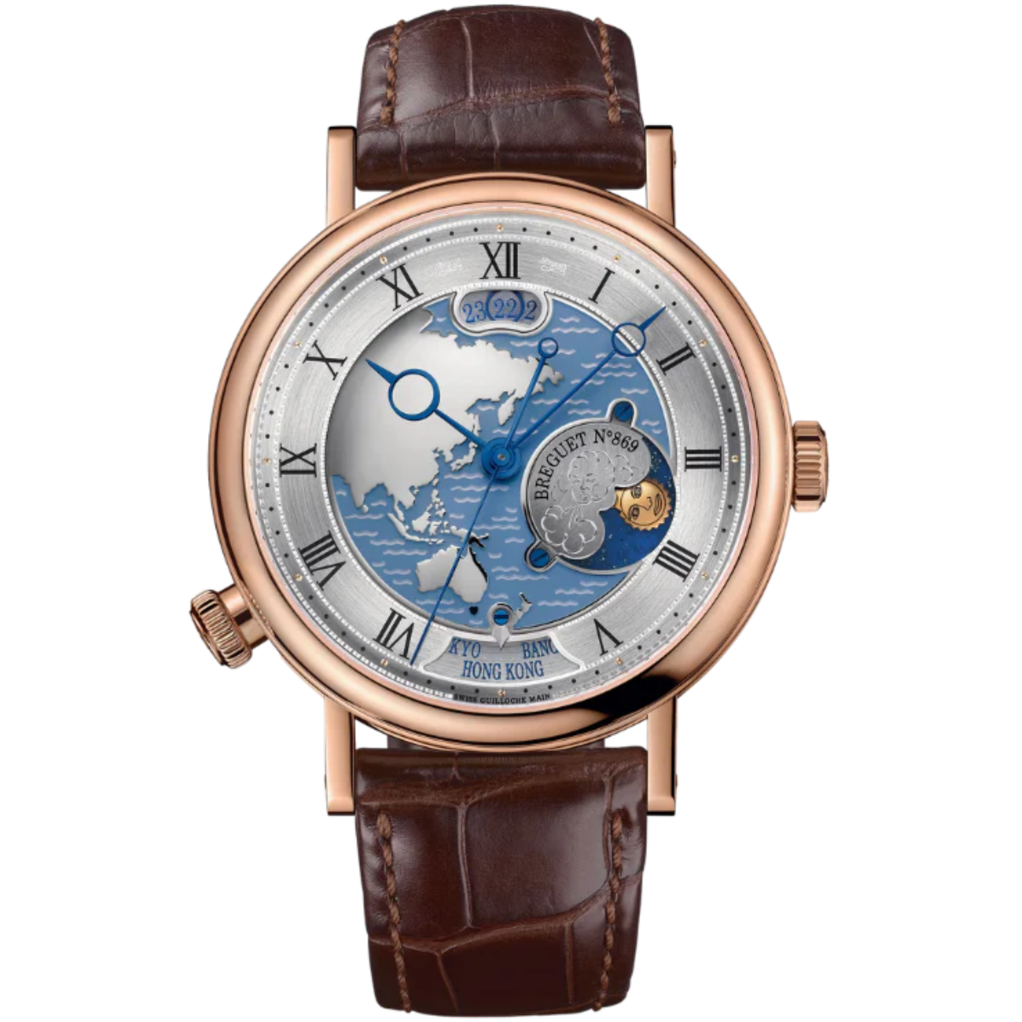 HORA MUNDI 5717 43 MM ROSE GOLD WITH BLUE "WAVE" MOTIF DIAL - Breguet