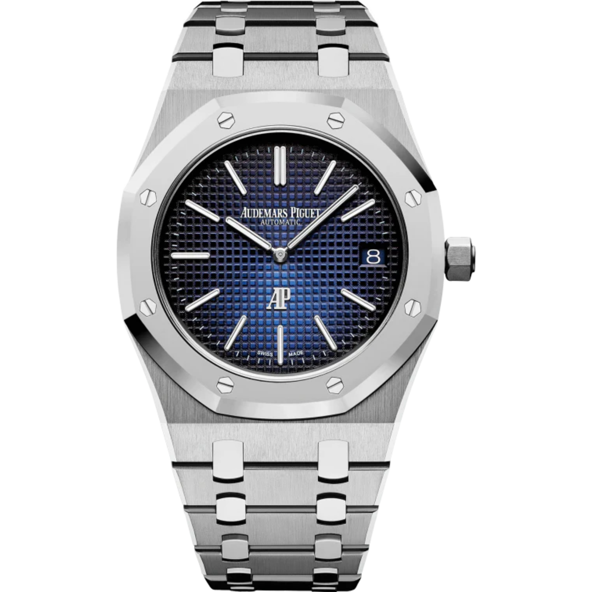Royal Oak Jumbo Extra-Thin 39MM Titanium Bracelet Smoked Blue Dial With Petite Tapisserie Pattern Titanium Case - Audemars Piguet