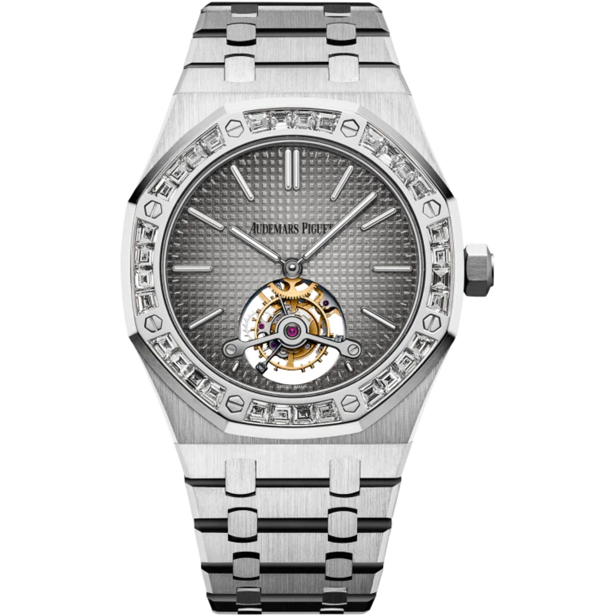 Royal Oak Tourbillon Extra-Thin 41MM 950 Platinum Bracelet Smoked Grey Dial With Petite Tapisserie Pattern 950 Platinum Case - Audemars Piguet