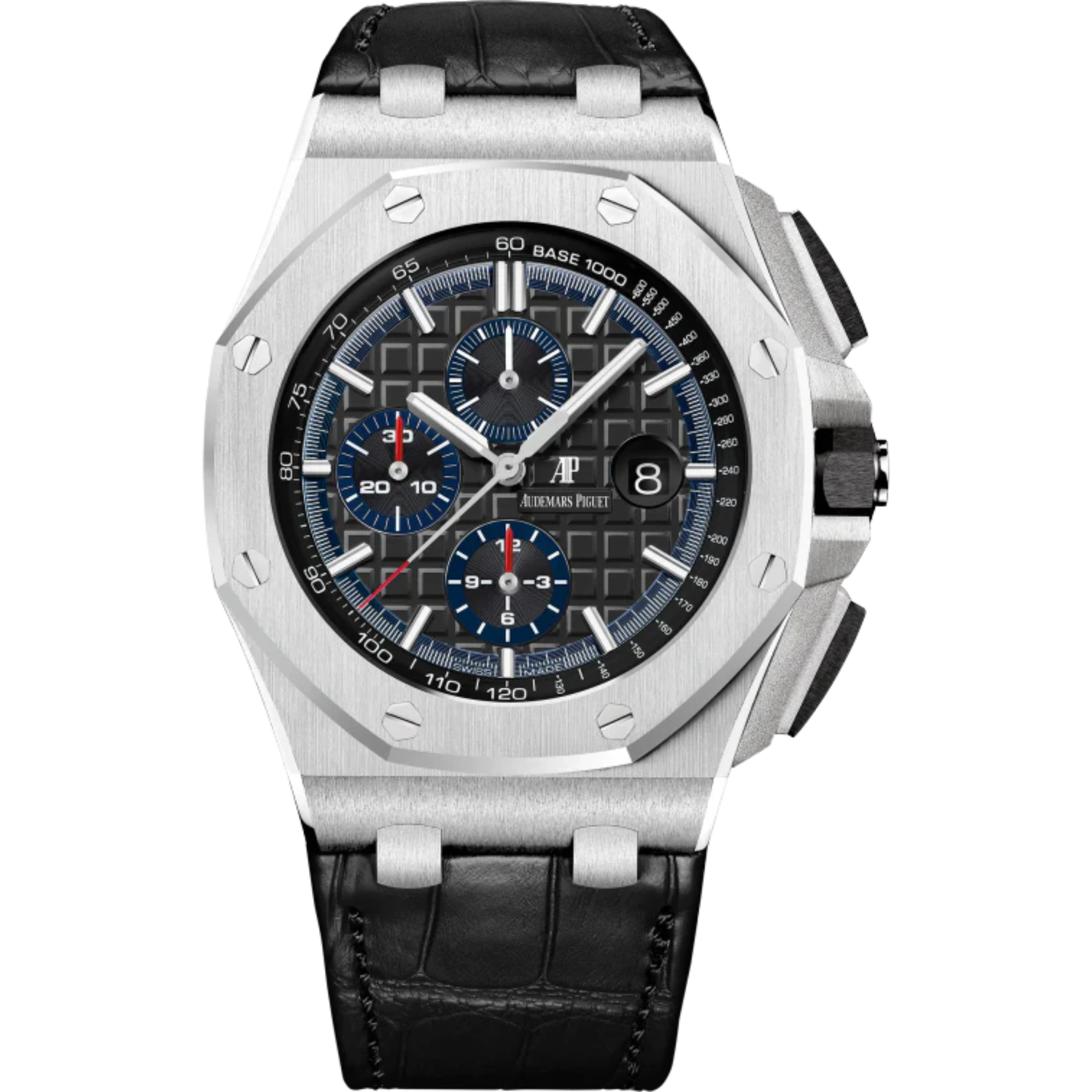 Royal Oak Offshore Selfwinding Chronograph 44MM Black Alligator Strap Black Dial With Méga Tapisserie Pattern 950 Platinum Case - Audemars Piguet