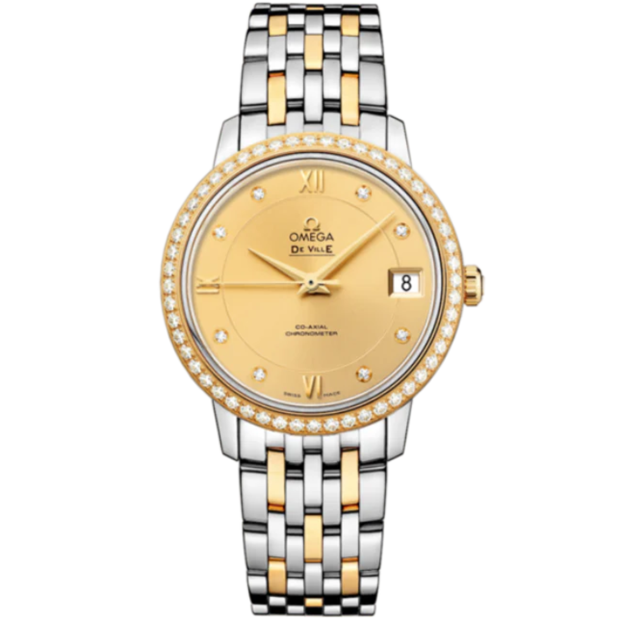 DE VILLE PRESTIGE 33 MM STAINLESS STEEL - YELLOW GOLD WITH YELLOW DIAL - Omega