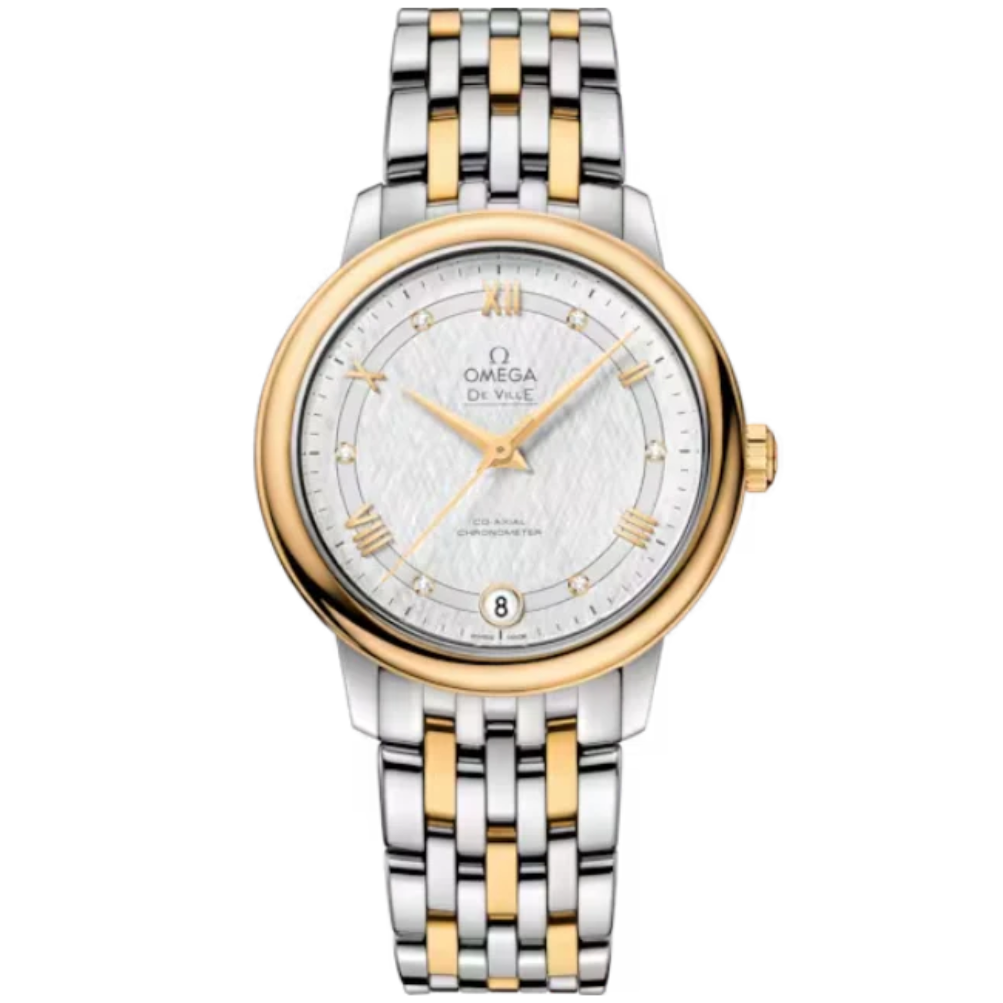 DE VILLE PRESTIGE 33 MM STAINLESS STEEL - YELLOW GOLD WITH SILVER DIAL - Omega