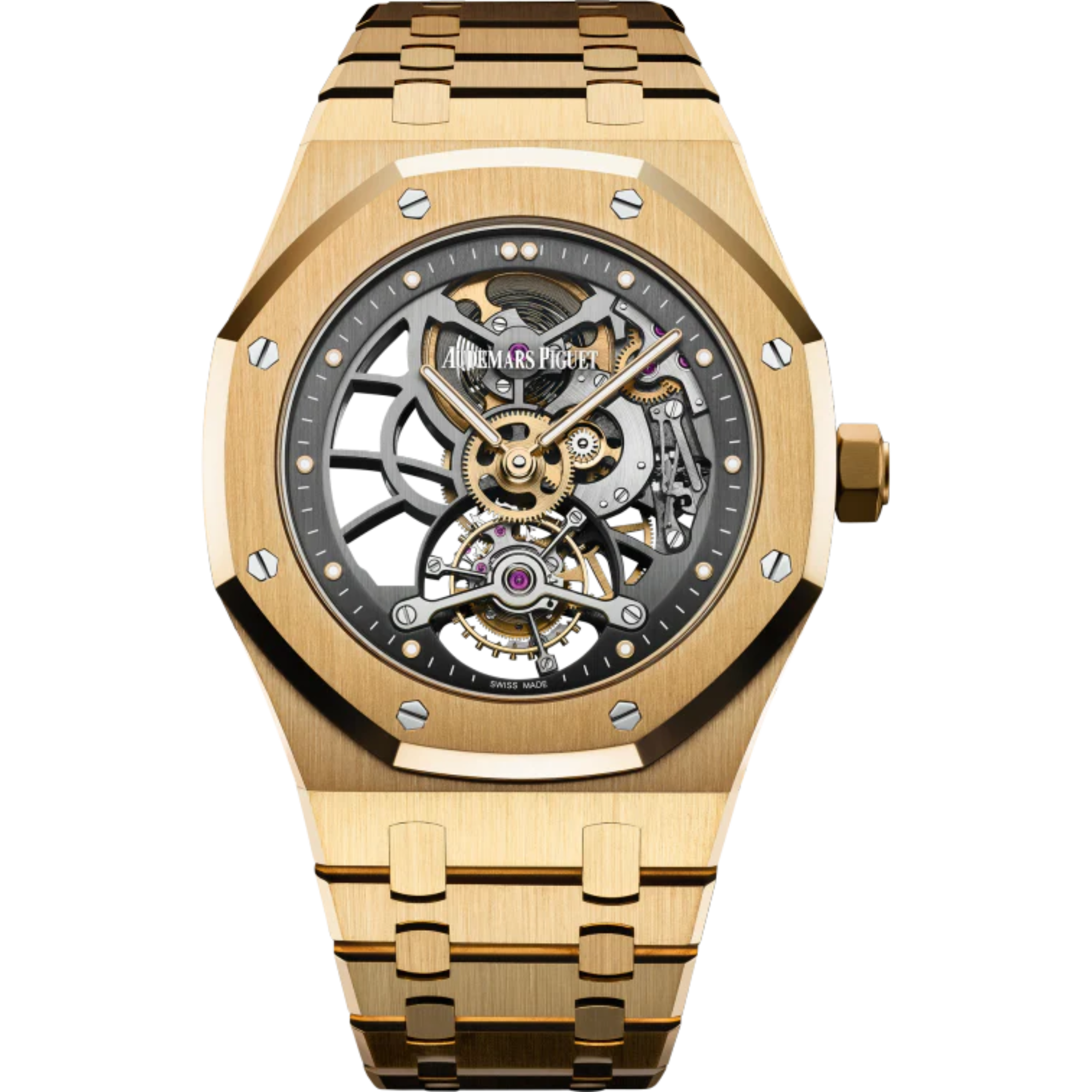 Royal Oak Tourbillon Extra-Thin Openworked 41MM 18-Carat Yellow Gold Bracelet Slate Grey Openworked Dial 18-Carat Yellow Gold Case - Audemars Piguet