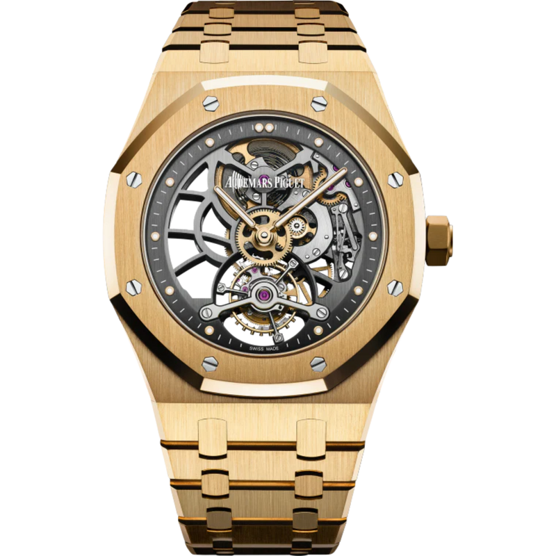 Royal Oak Tourbillon Extra-Thin Openworked 41MM 18-Carat Yellow Gold Bracelet Slate Grey Openworked Dial 18-Carat Yellow Gold Case - Audemars Piguet