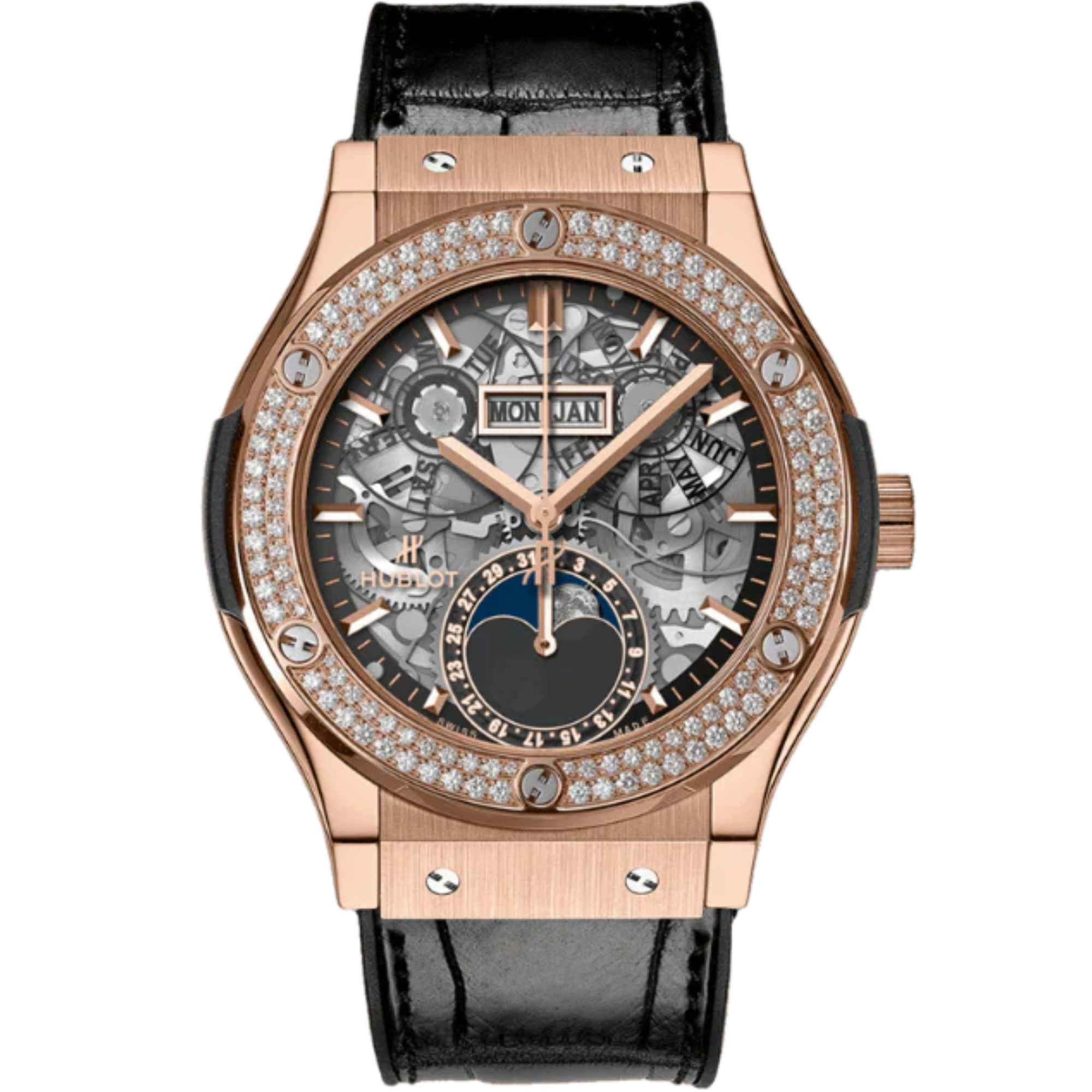 CLASSIC FUSION 42 MM AEROFUSION MOONPHASE KING GOLD DIAMONDS - Hublot