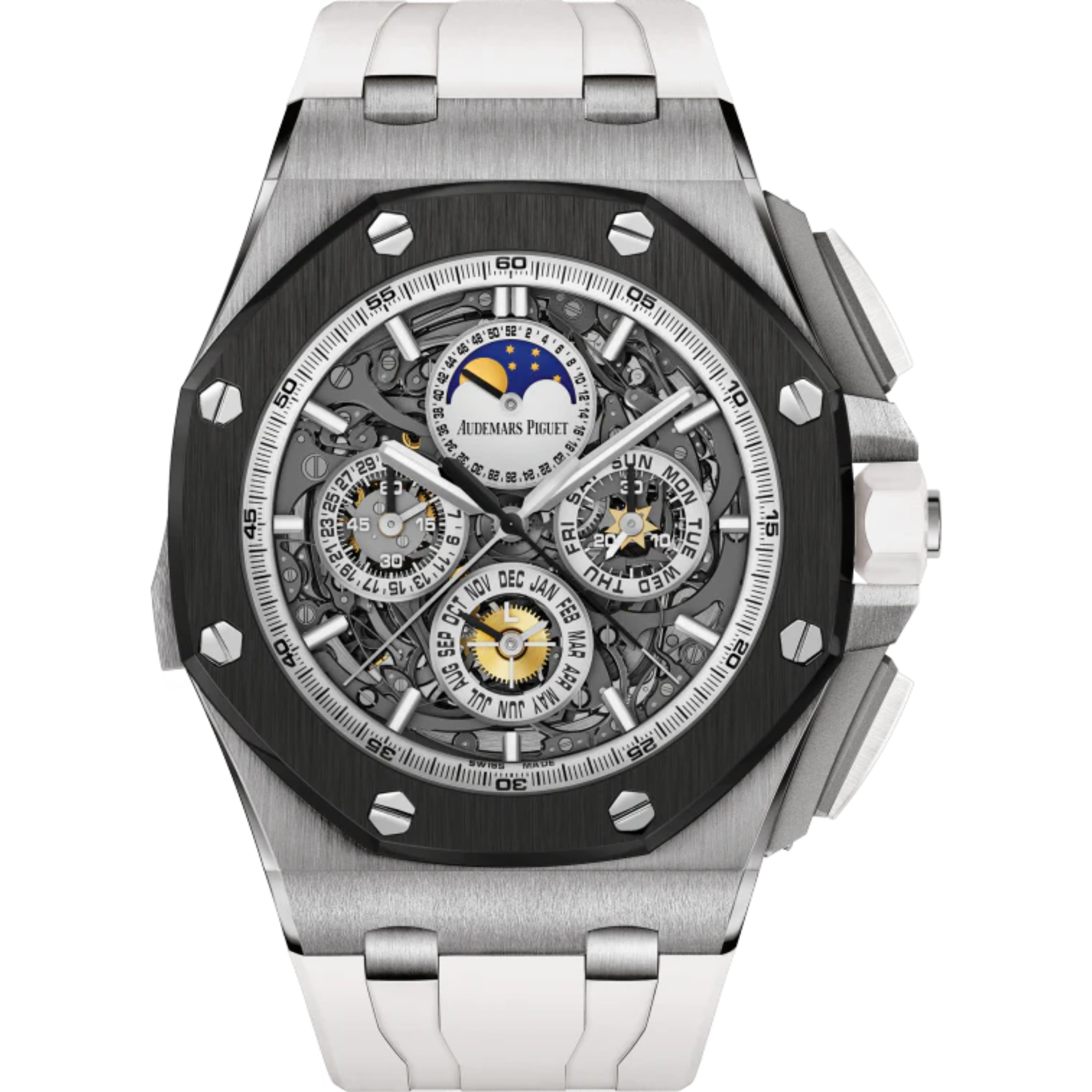 Royal Oak Offshore Grande Complication 44MM White Rubber Strap Smoked Sapphire Dial Titanium Case Ceramic Bezel - Audemars Piguet