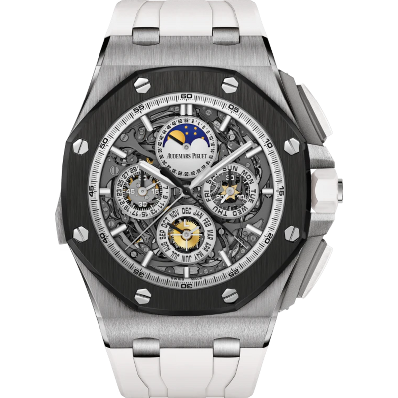 Royal Oak Offshore Grande Complication 44MM White Rubber Strap Smoked Sapphire Dial Titanium Case Ceramic Bezel - Audemars Piguet