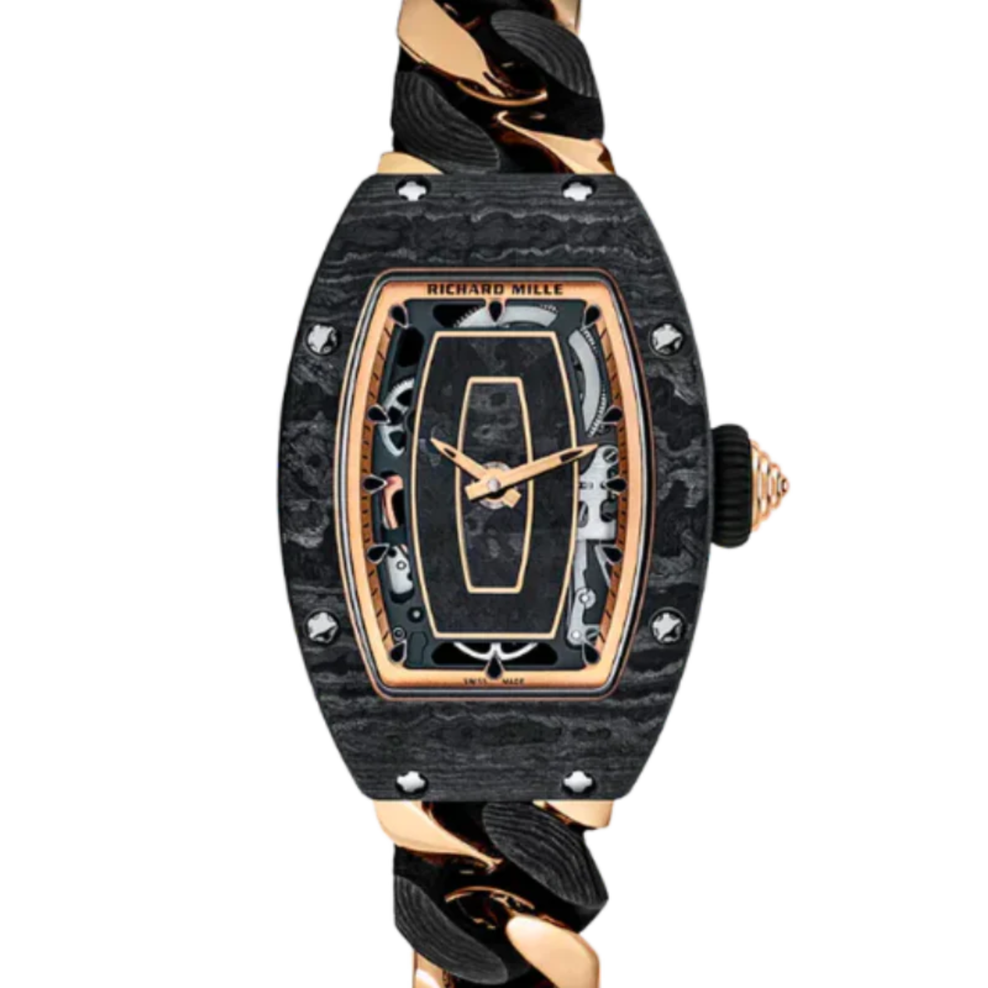 RM 07-01 Ladies Carbon TPT Automatic Rose Gold Bracelet Carbon Case - Richard Mille