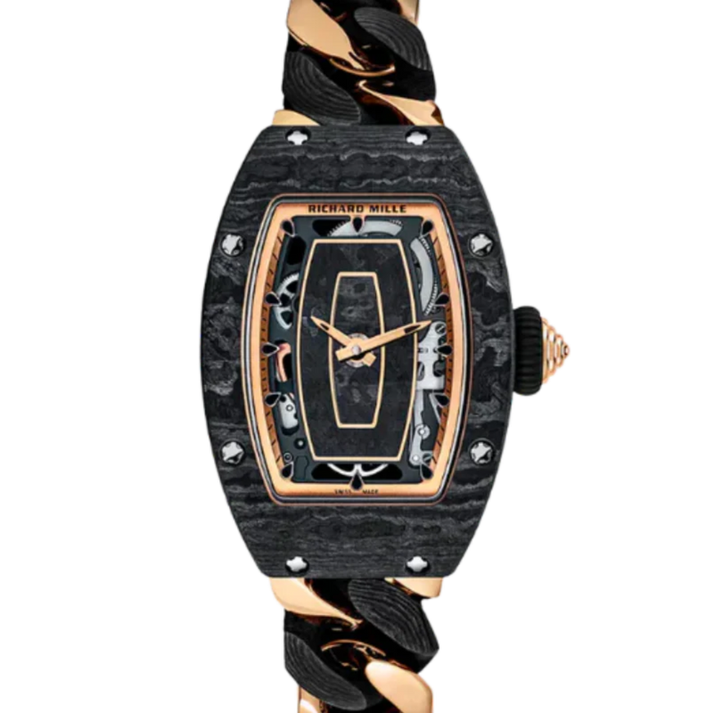 RM 07-01 Ladies Carbon TPT Automatic Rose Gold Bracelet Carbon Case - Richard Mille