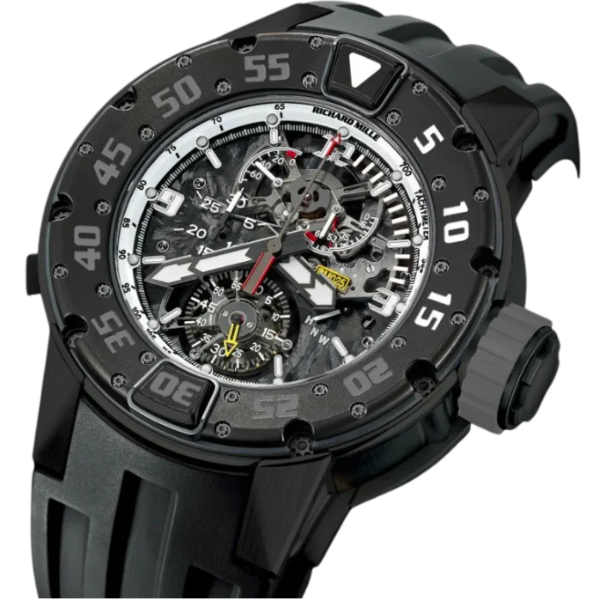 RM 025 Tourbillon Chronograph Black Strap Black-Colored Titanium and Carbon Composite Case - Richard Mille