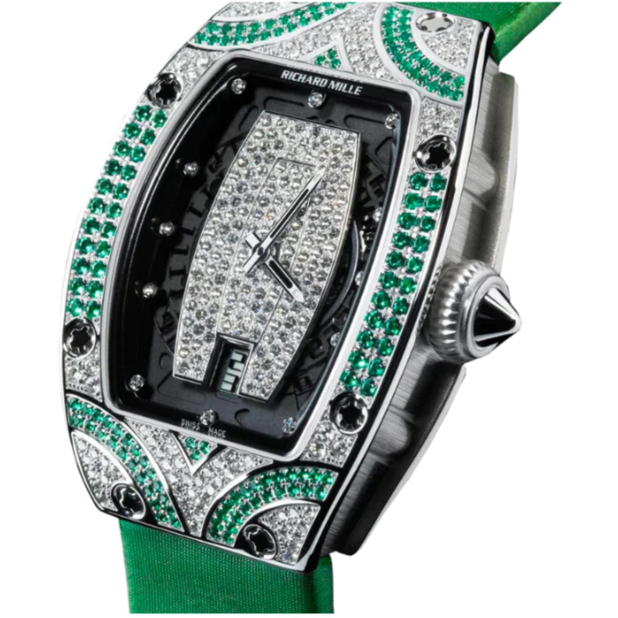 RM 007 Emerald and White Diamonds Green Strap White Gold Case With Emeralds and White Diamonds Set - Richard Mille
