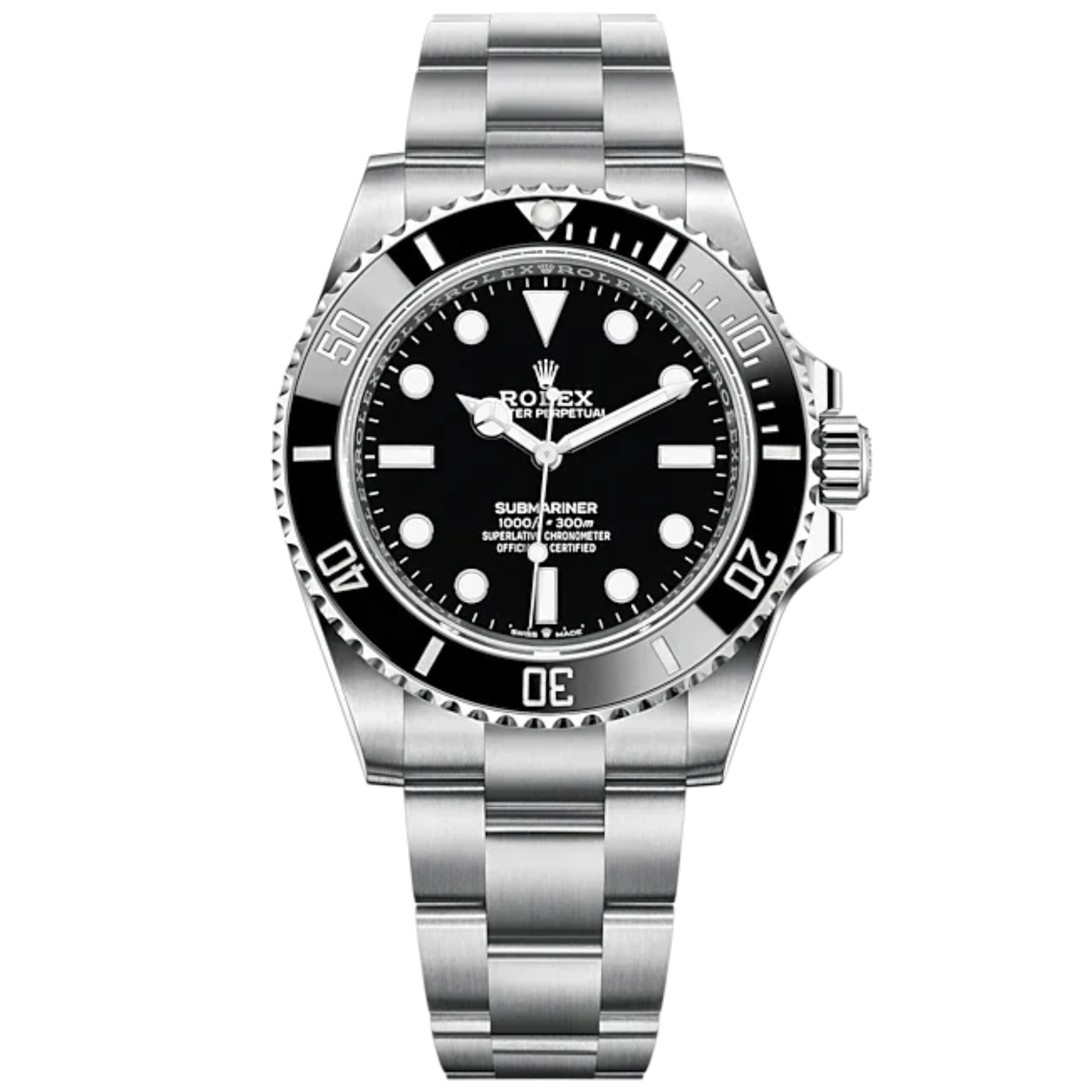 Submariner 41mm Oyster Bracelet Oystersteel with Black Dial Cerachrom Unidirectional Rotatable Bezel - Rolex