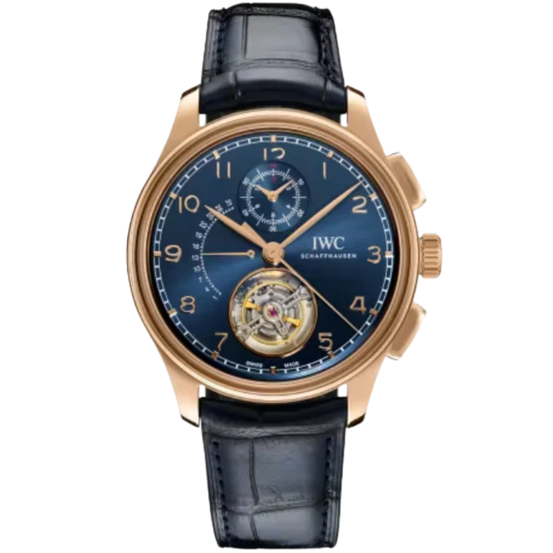 PORTUGIESER TOURBILLON RETROGRADE CHRONOGRAPH BOUTIQUE EDITION 43 MM ARMOR GOLD WITH BLUE DIAL - IWC