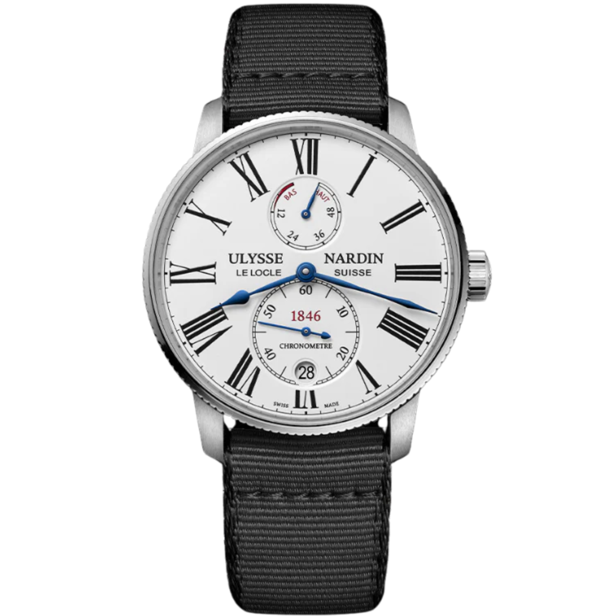 MARINE TORPILLEUR 42 MM STAINLESS STEEL WITH WHITE DIAL - Ulysse Nardin