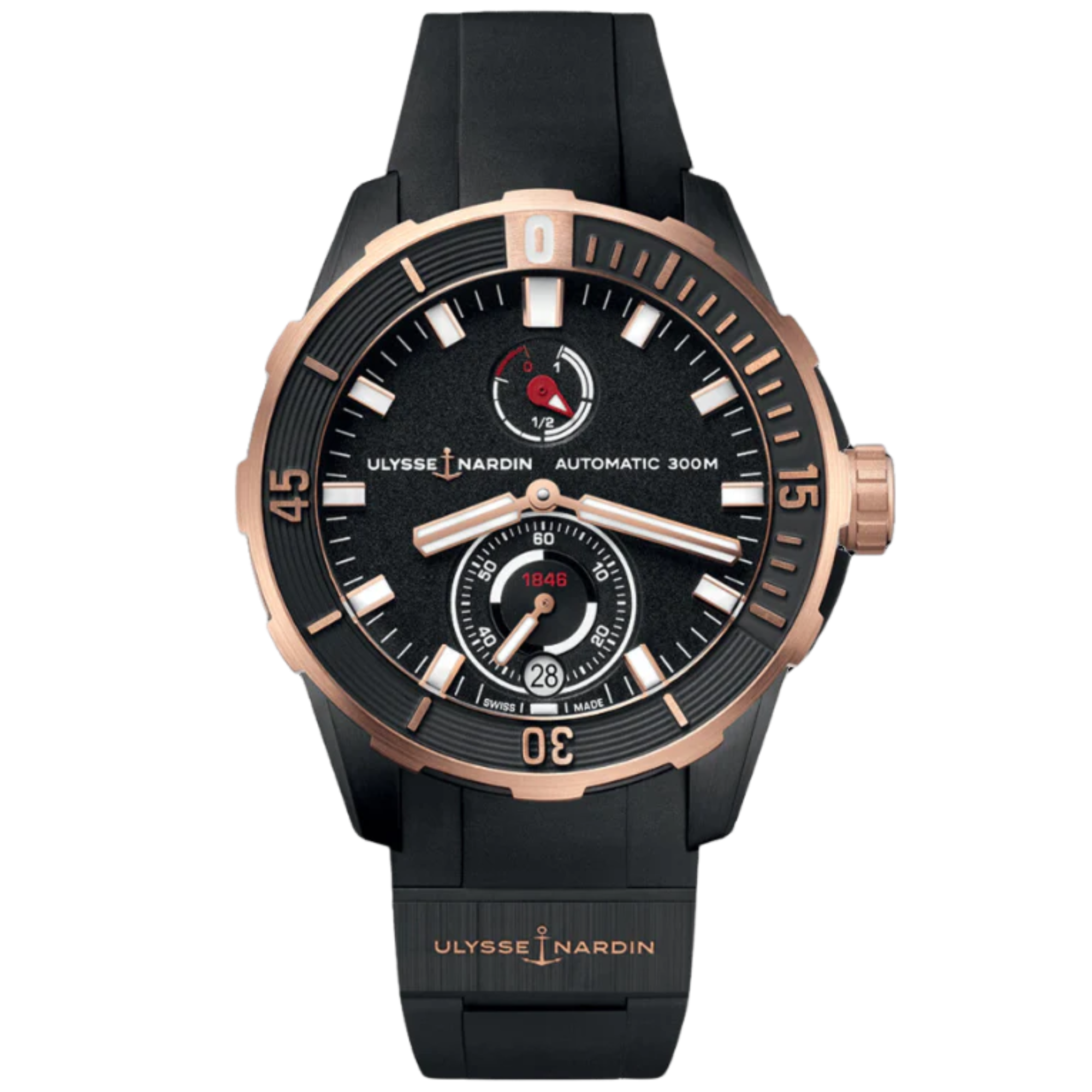 DIVER 44 MM TITANIUM - ROSE GOLD WITH BLACK DIAL - Ulysse Nardin