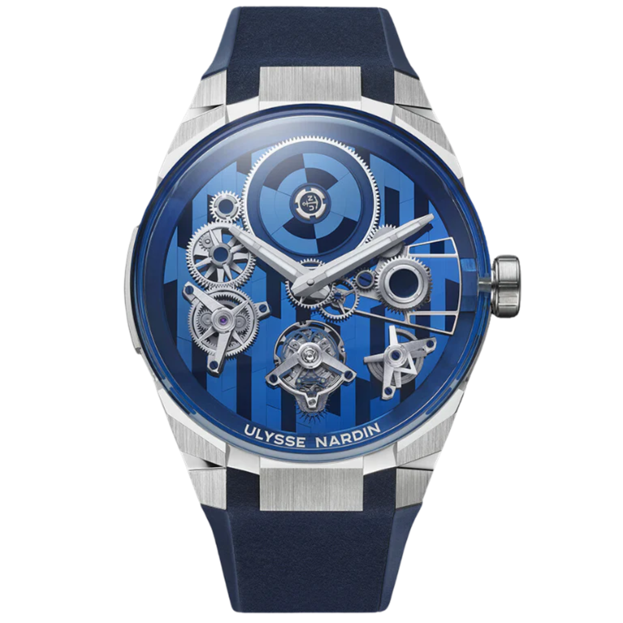 BLAST FREE WHEEL MARQUETRY 45 MM WHITE GOLD WITH BLUE DIAL - Ulysse Nardin