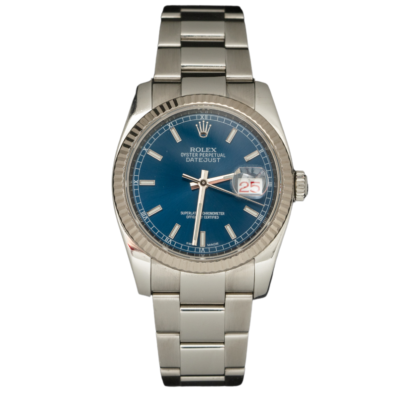 Rolex Datejust Ref. 116234 Stainless Steel Blue Stick Dial Fluted Bezel/Oyster Bracelet - Rolex