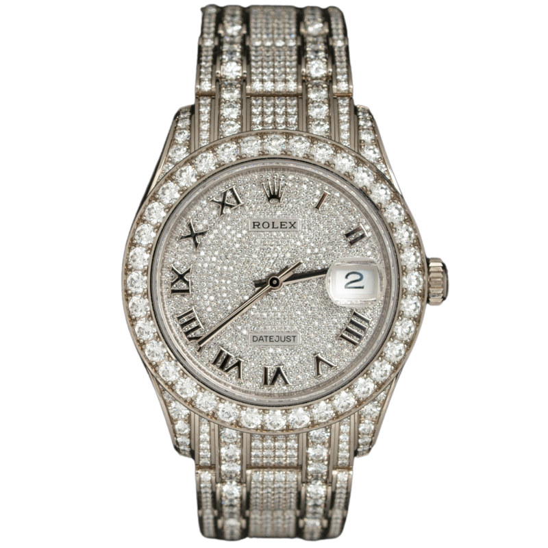 Rolex Datejust Ref. 86409RBR 39MM White Gold Pearl Master Full Diamond Factory Set - Rolex