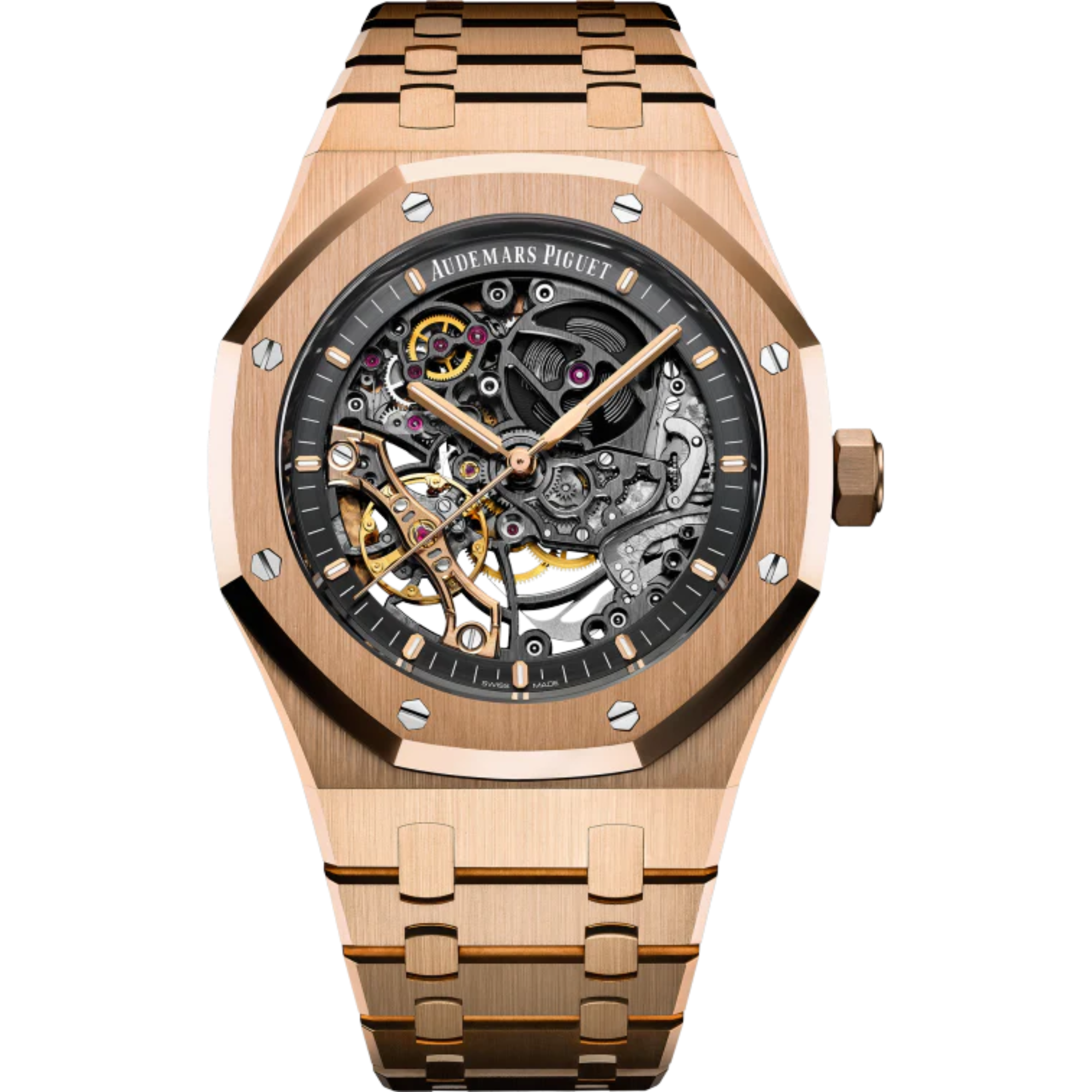Royal Oak Double Balance Wheel Openworked 41MM 18-Carat Pink Gold Bracelet Slate Grey Openworked Dial 18-Carat Pink Gold Case - Audemars Piguet