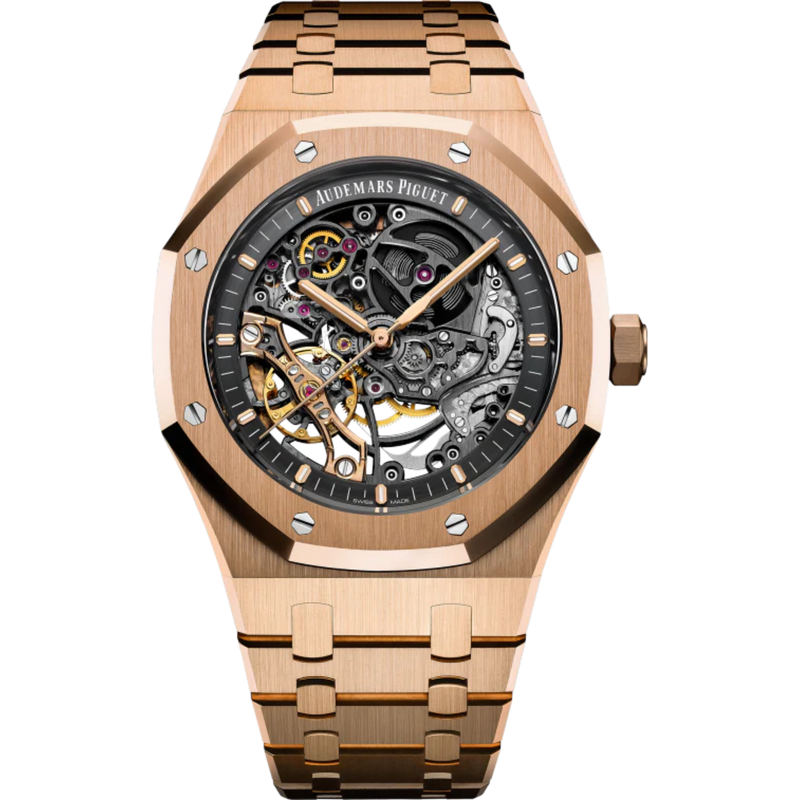 Royal Oak Double Balance Wheel Openworked 41MM 18-Carat Pink Gold Bracelet Slate Grey Openworked Dial 18-Carat Pink Gold Case - Audemars Piguet